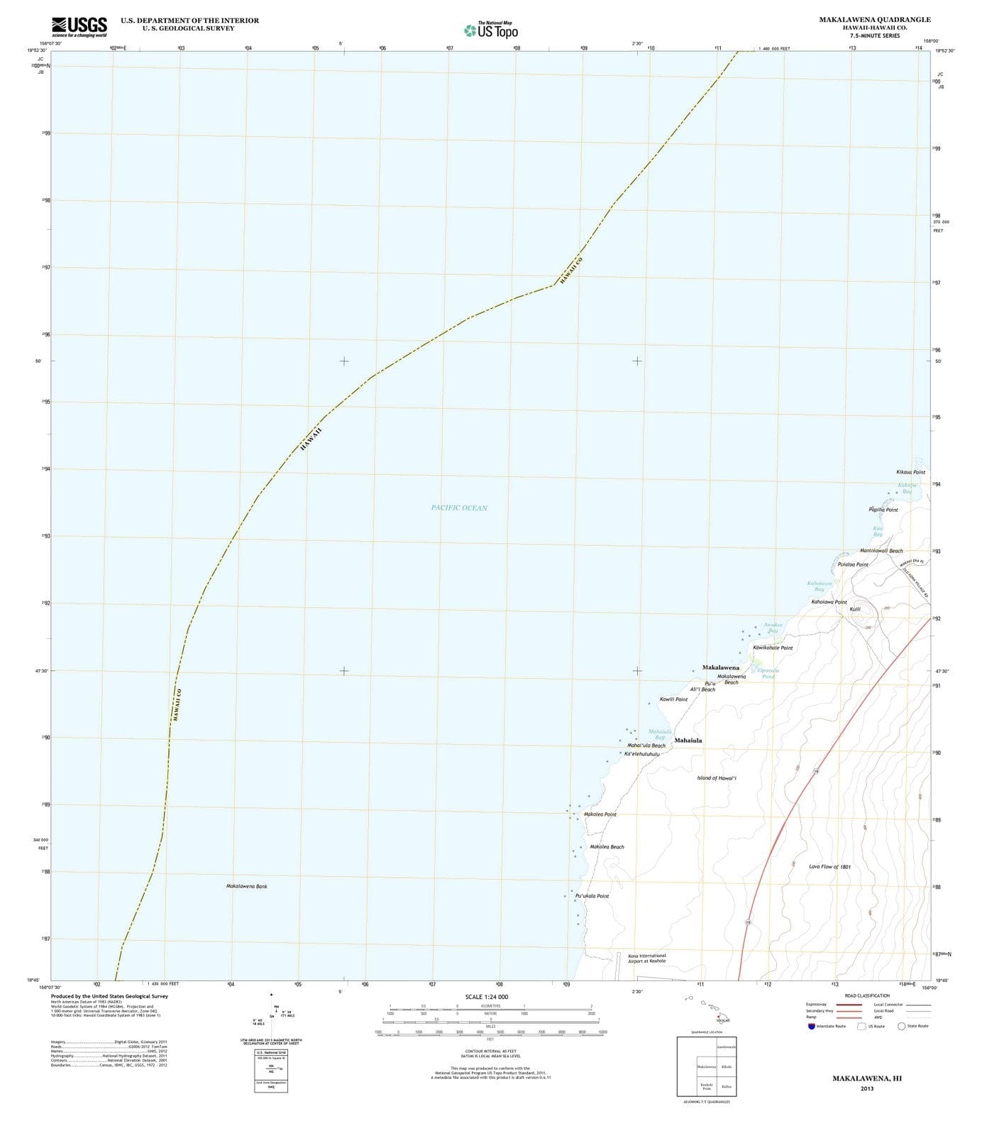 2013 Makalawena, HI - Hawaii - USGS Topographic Map