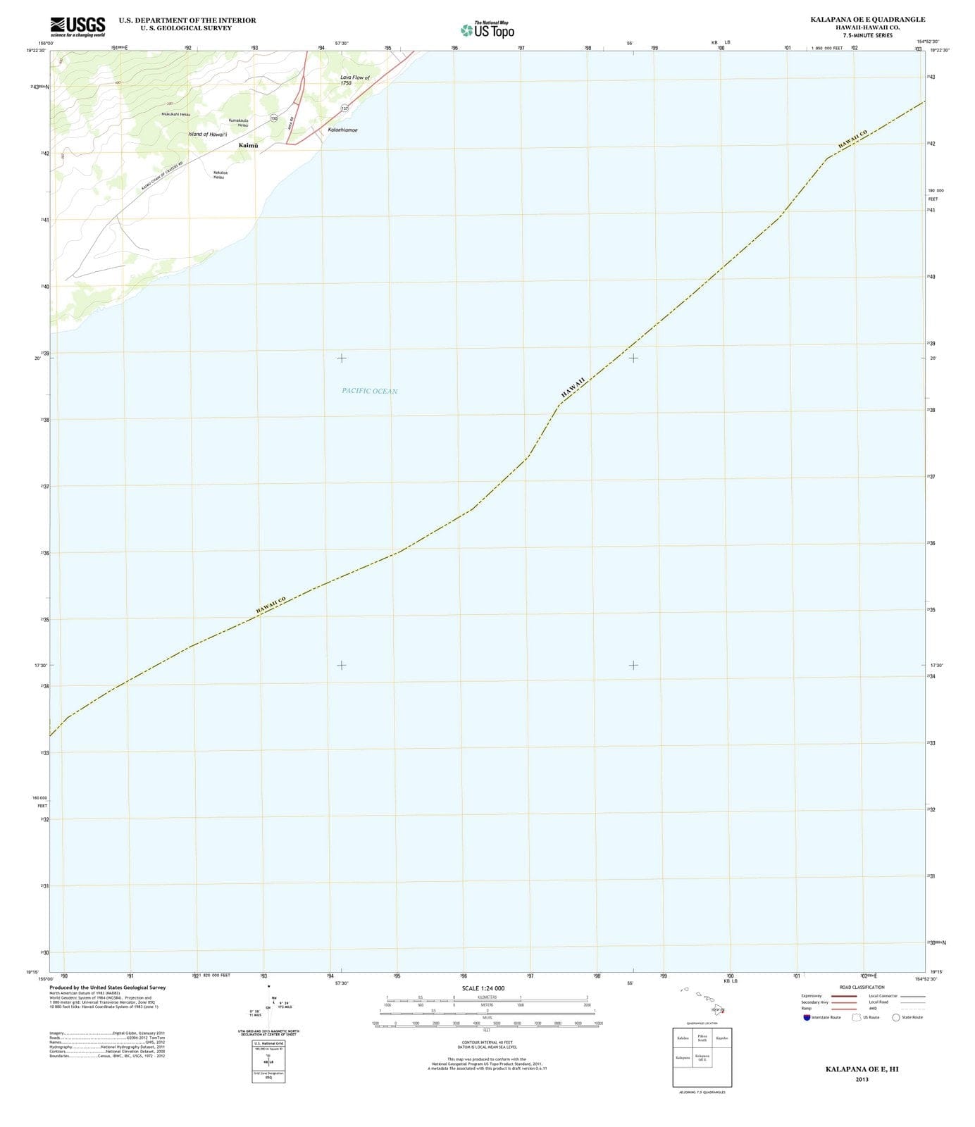 2013 Kalapana OE E, HI - Hawaii - USGS Topographic Map