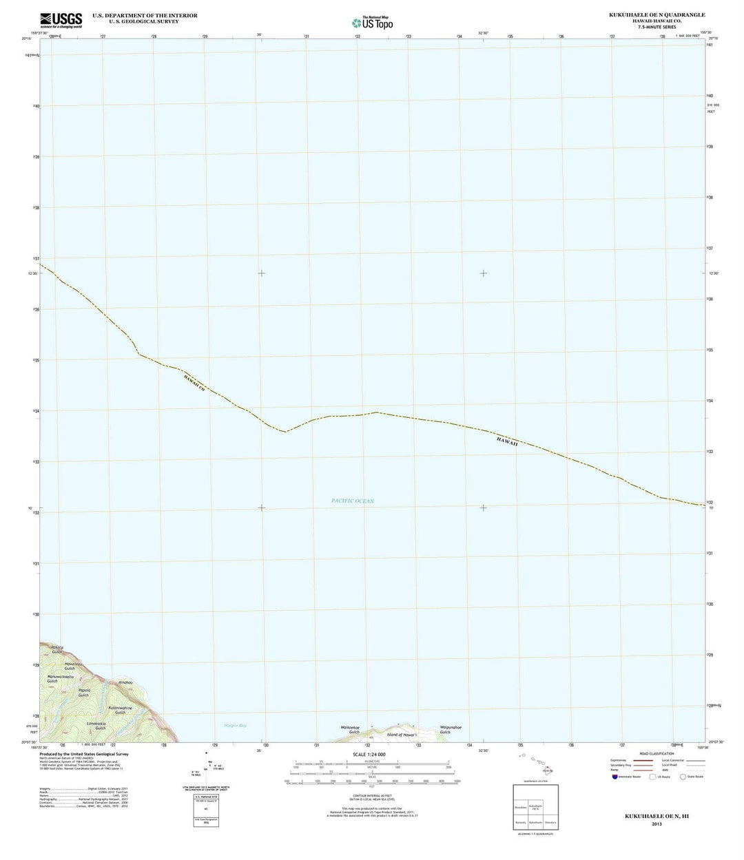 2013 Kukuihaele, HI - Hawaii - USGS Topographic Map