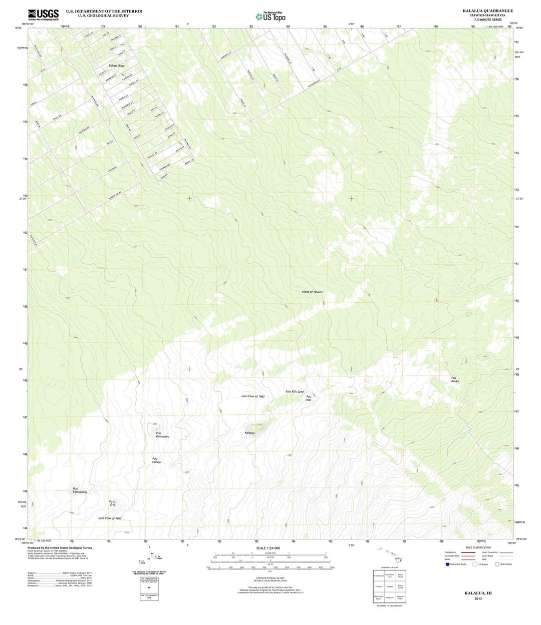 2013 Kalalua, HI - Hawaii - USGS Topographic Map