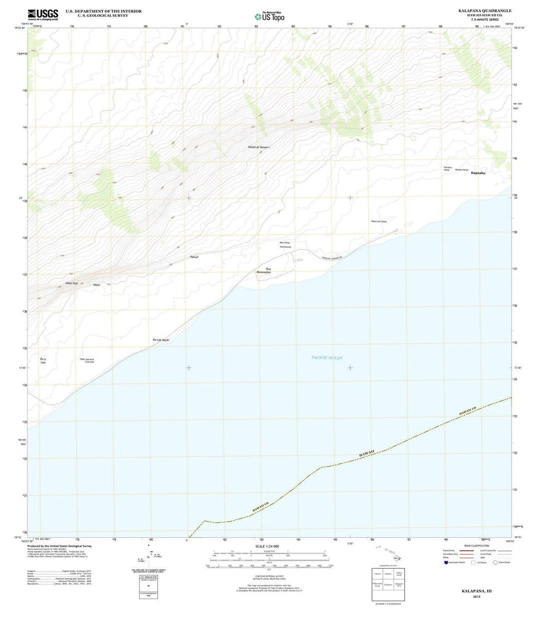 2013 Kalapana, HI - Hawaii - USGS Topographic Map