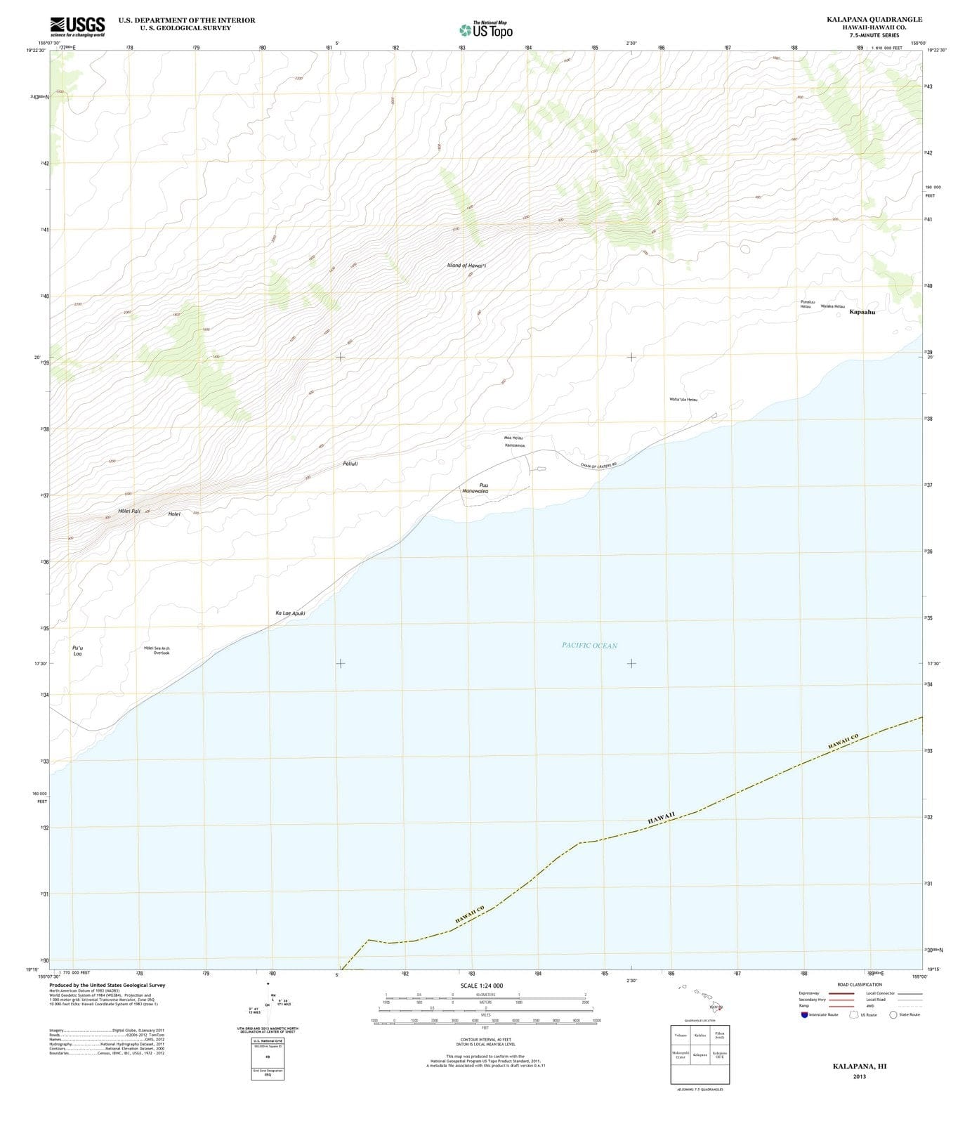 2013 Kalapana, HI - Hawaii - USGS Topographic Map