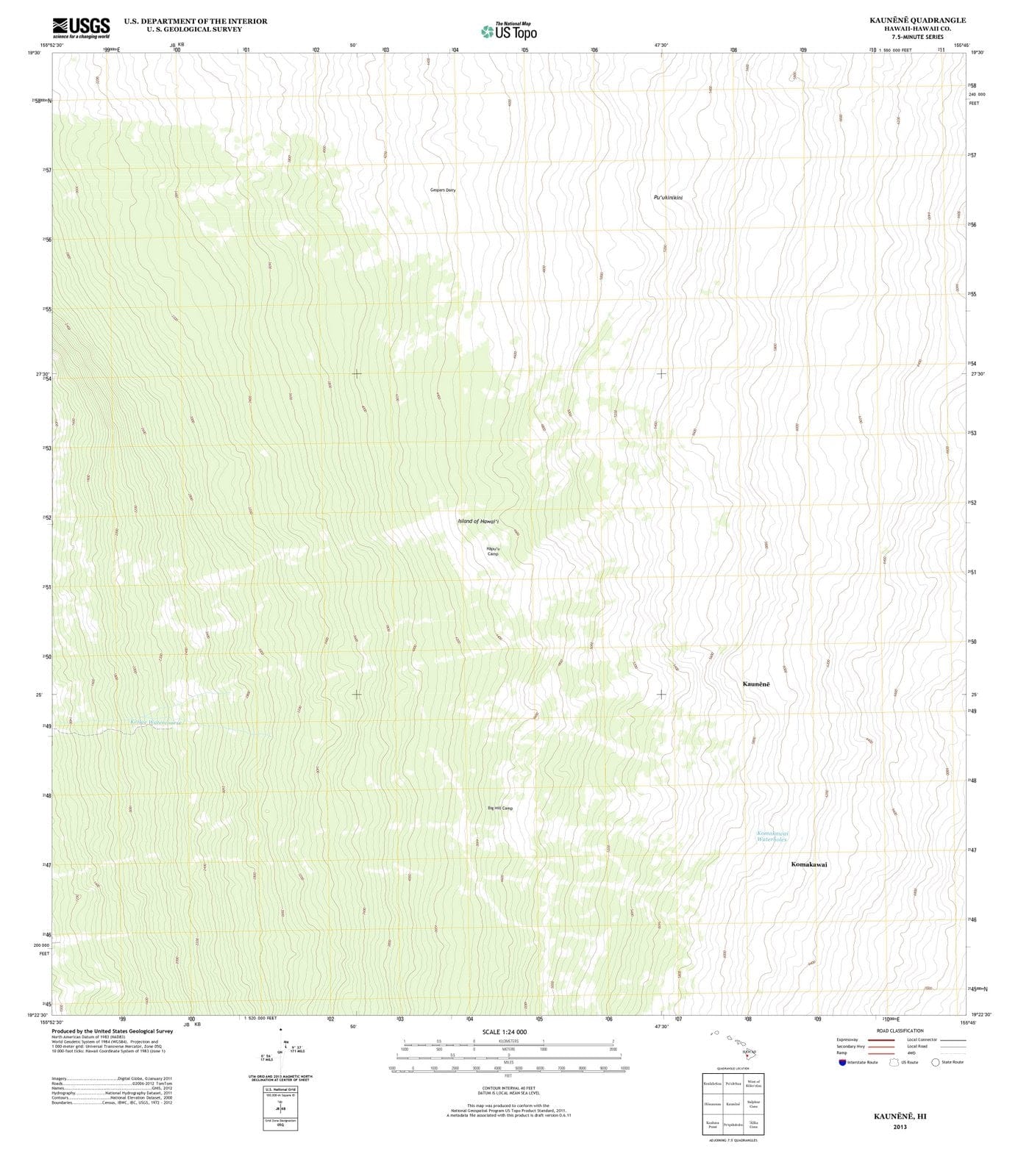 2013 Kaunene, HI - Hawaii - USGS Topographic Map