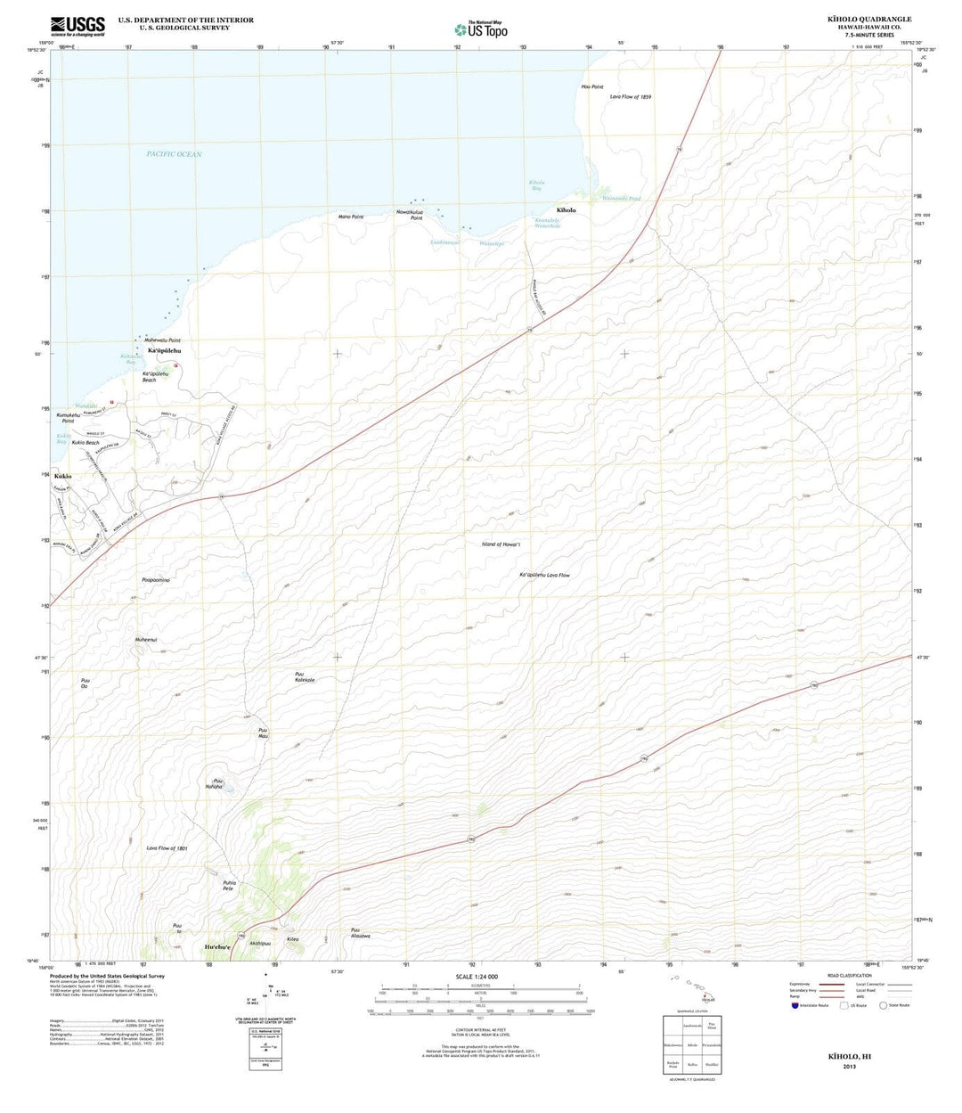 2013 Kiholo, HI - Hawaii - USGS Topographic Map