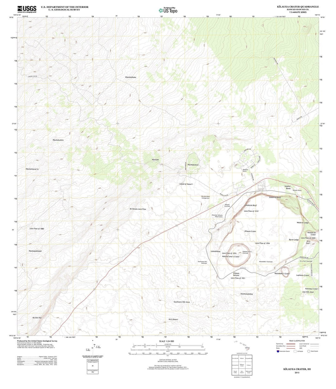 2013 Kilauea Crater, HI - Hawaii - USGS Topographic Map