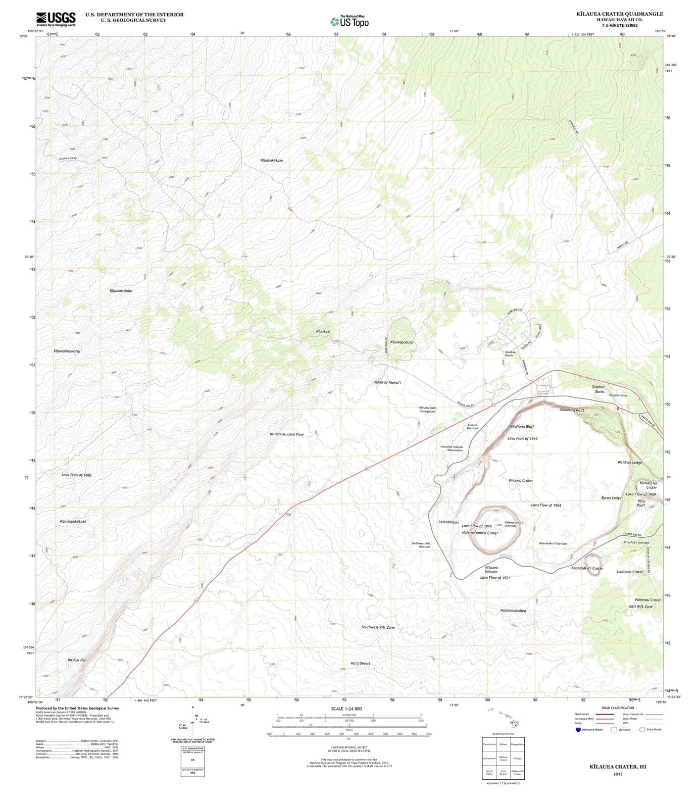 2013 Kilauea Crater, HI - Hawaii - USGS Topographic Map