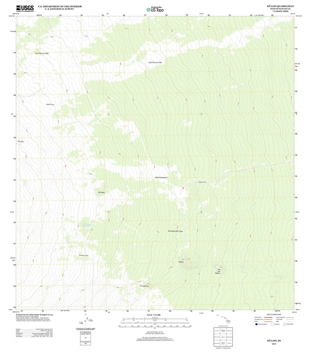 2013 Kulani, HI - Hawaii - USGS Topographic Map