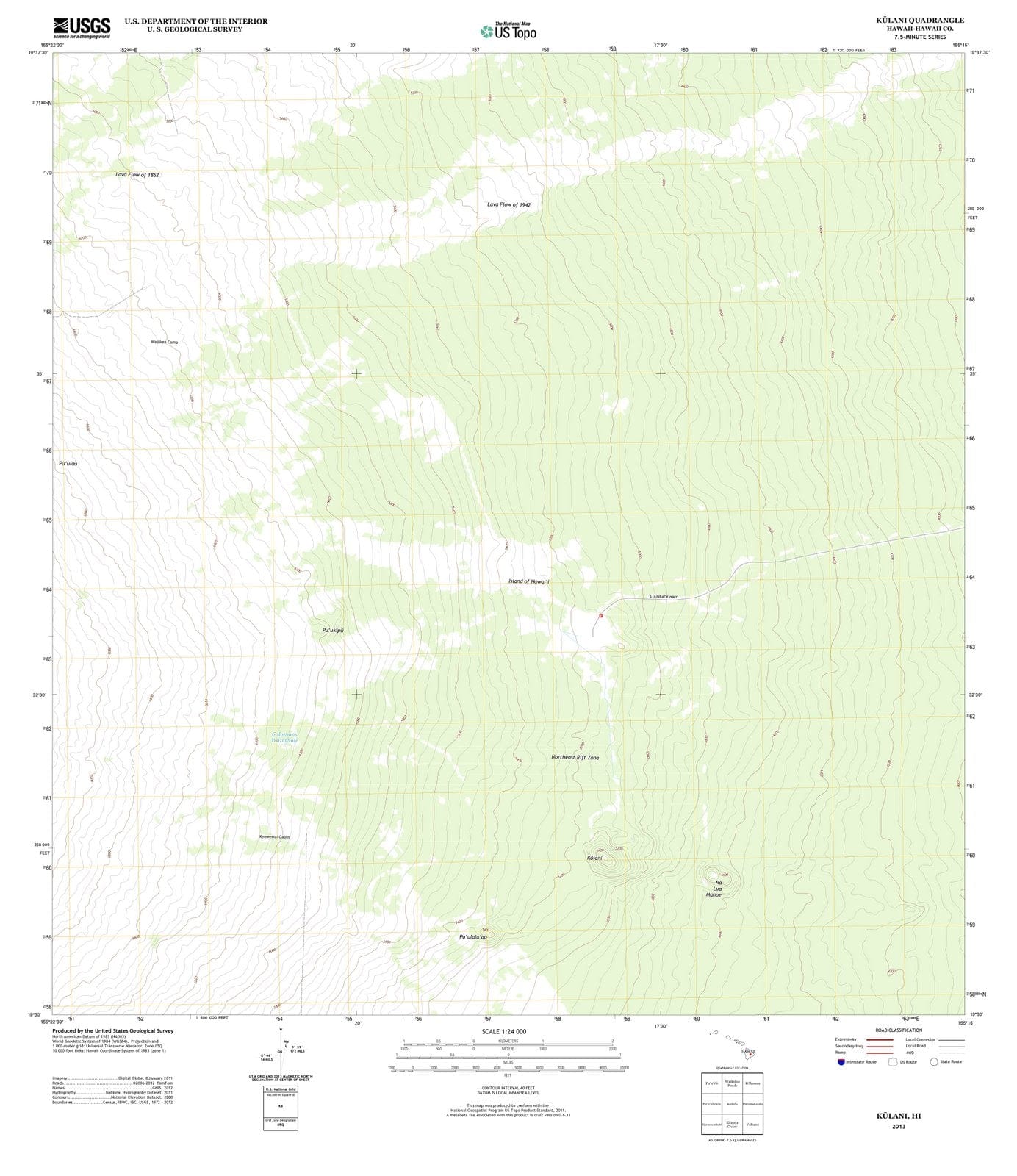 2013 Kulani, HI - Hawaii - USGS Topographic Map