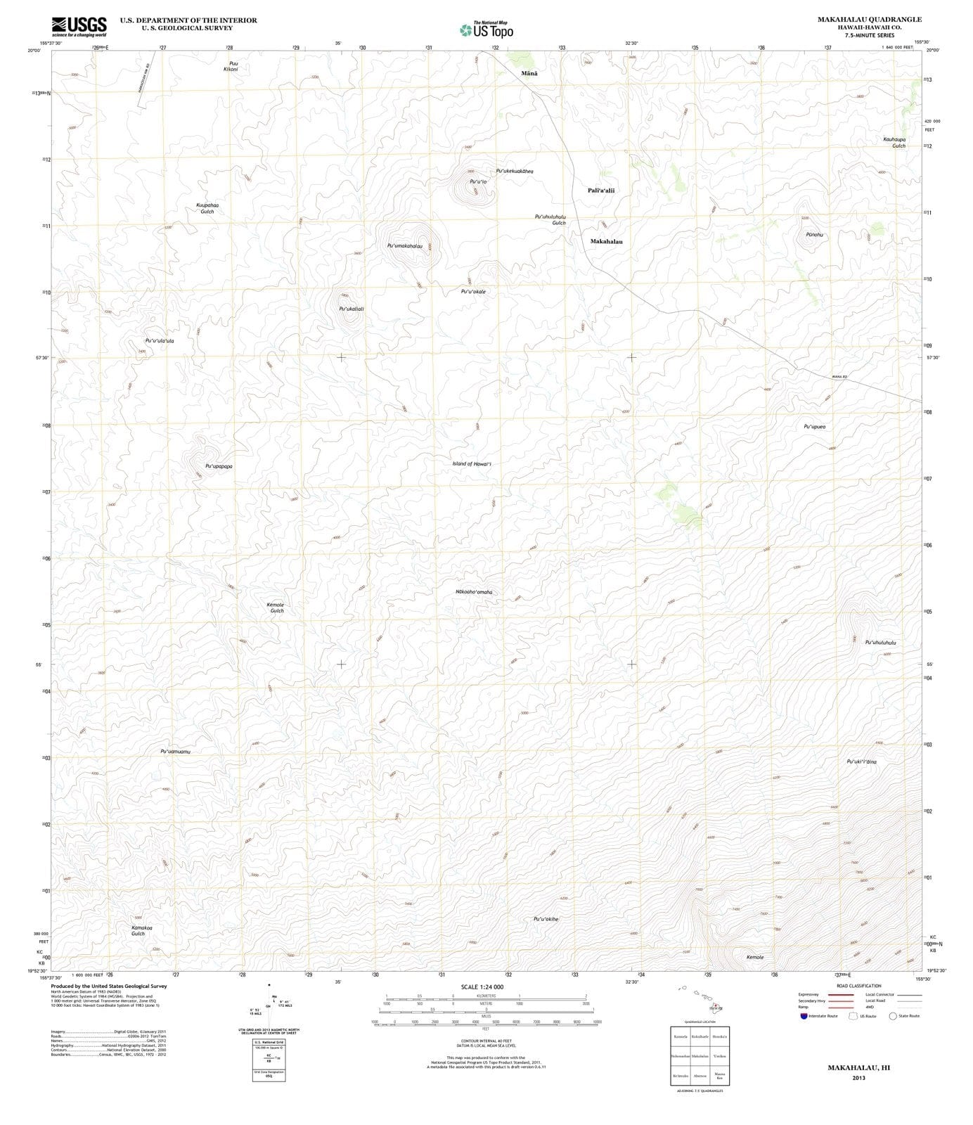 2013 Makahalau, HI - Hawaii - USGS Topographic Map