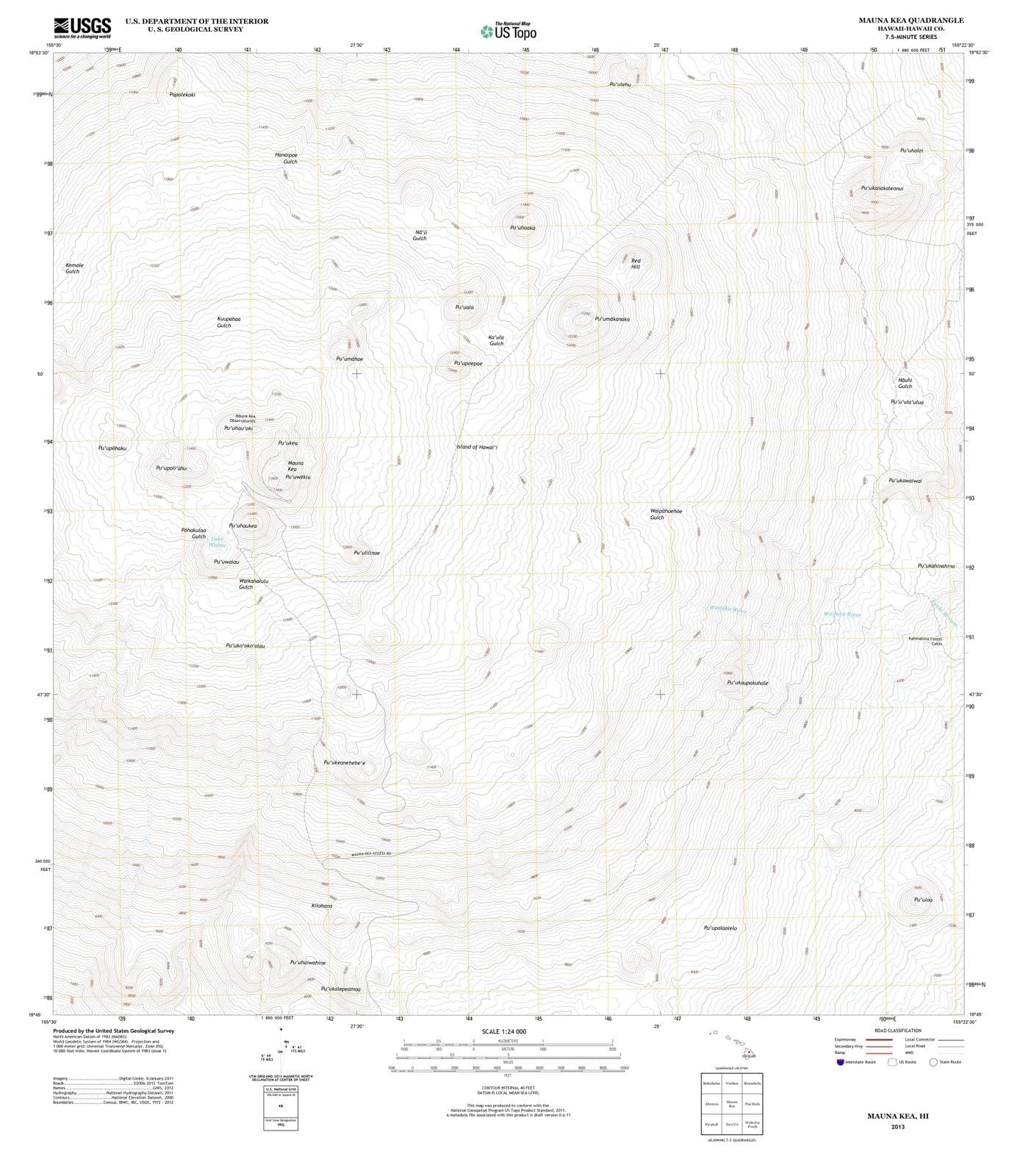 2013 Mauna Kea, HI - Hawaii - USGS Topographic Map