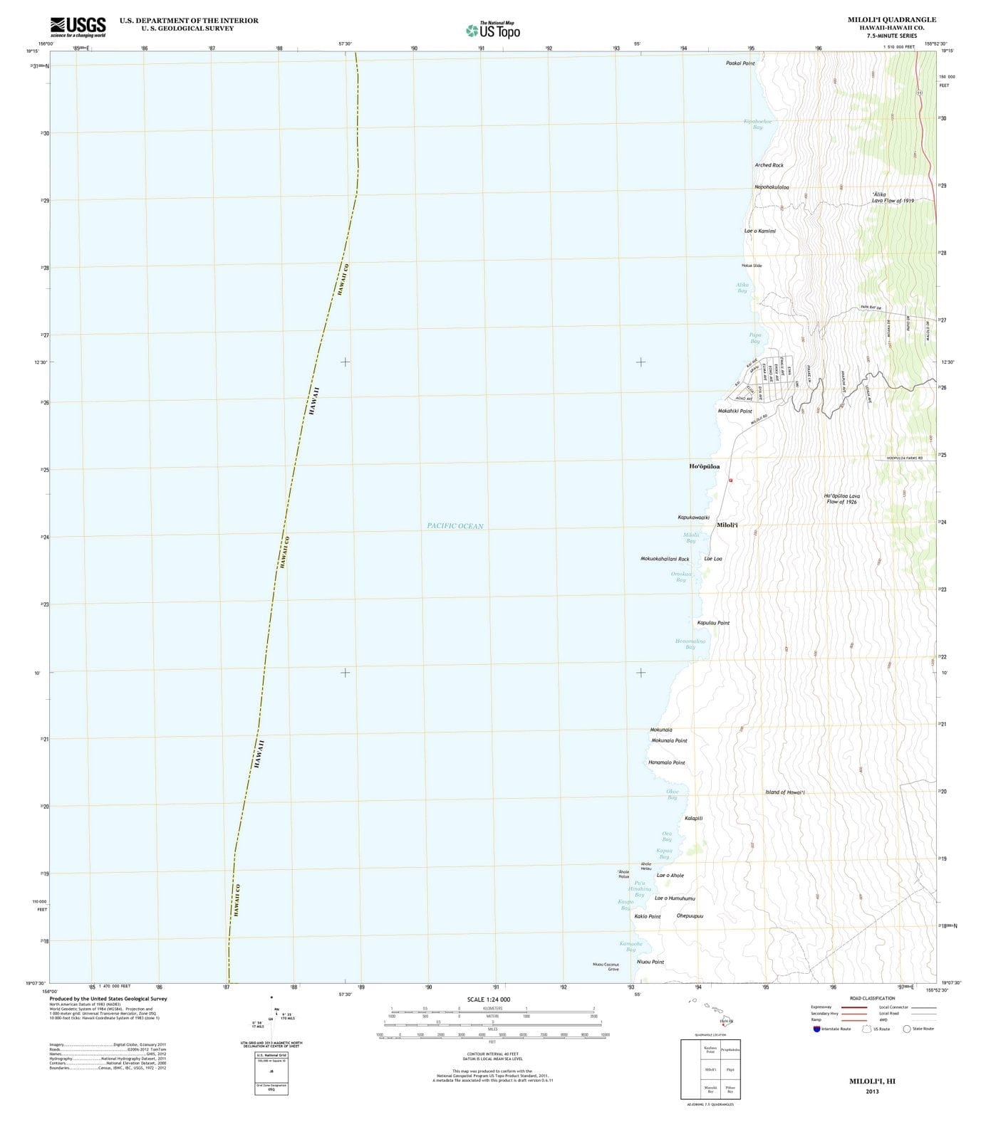 2013 Milolii, HI - Hawaii - USGS Topographic Map