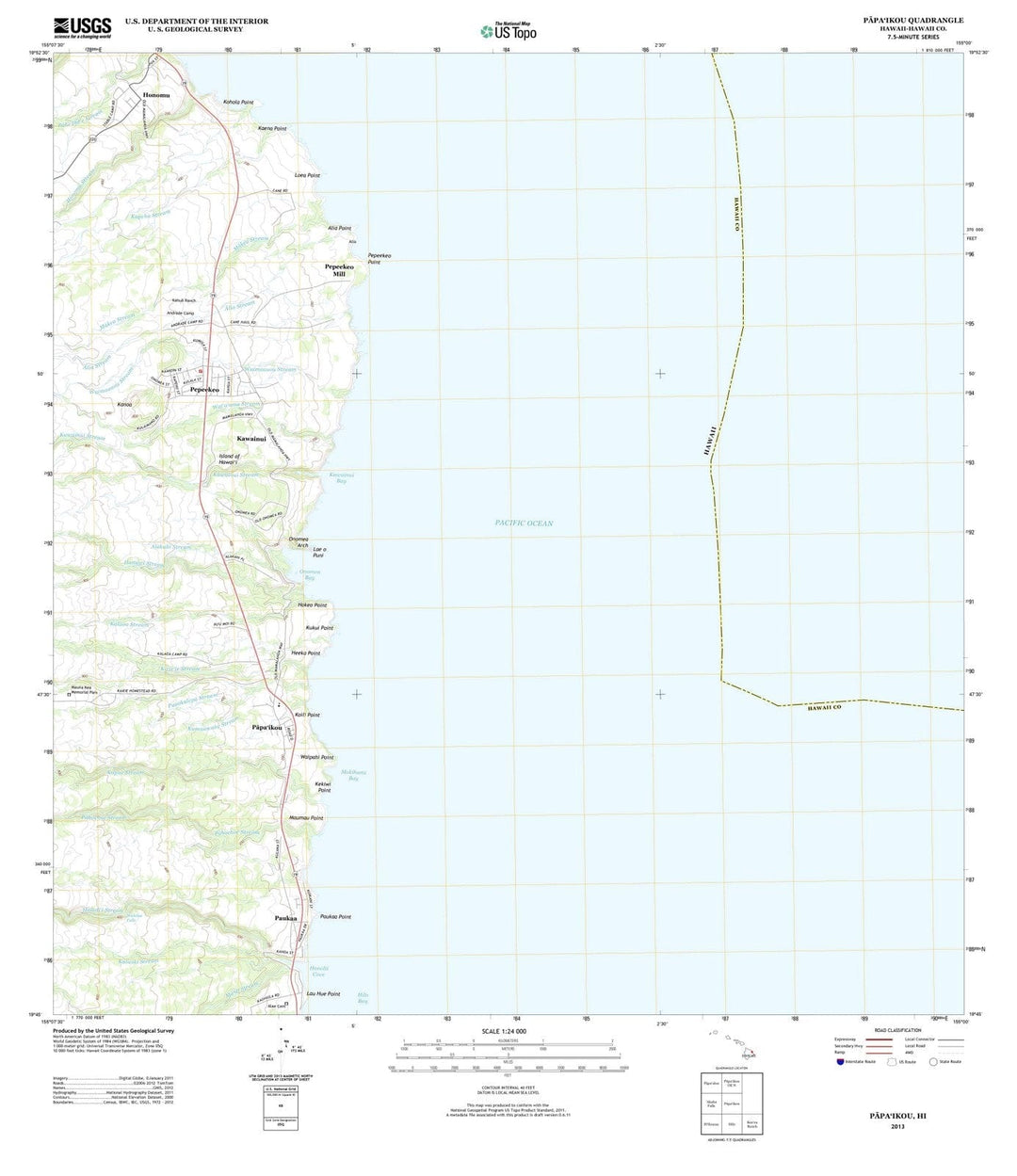 2013 Papaikou, HI - Hawaii - USGS Topographic Map