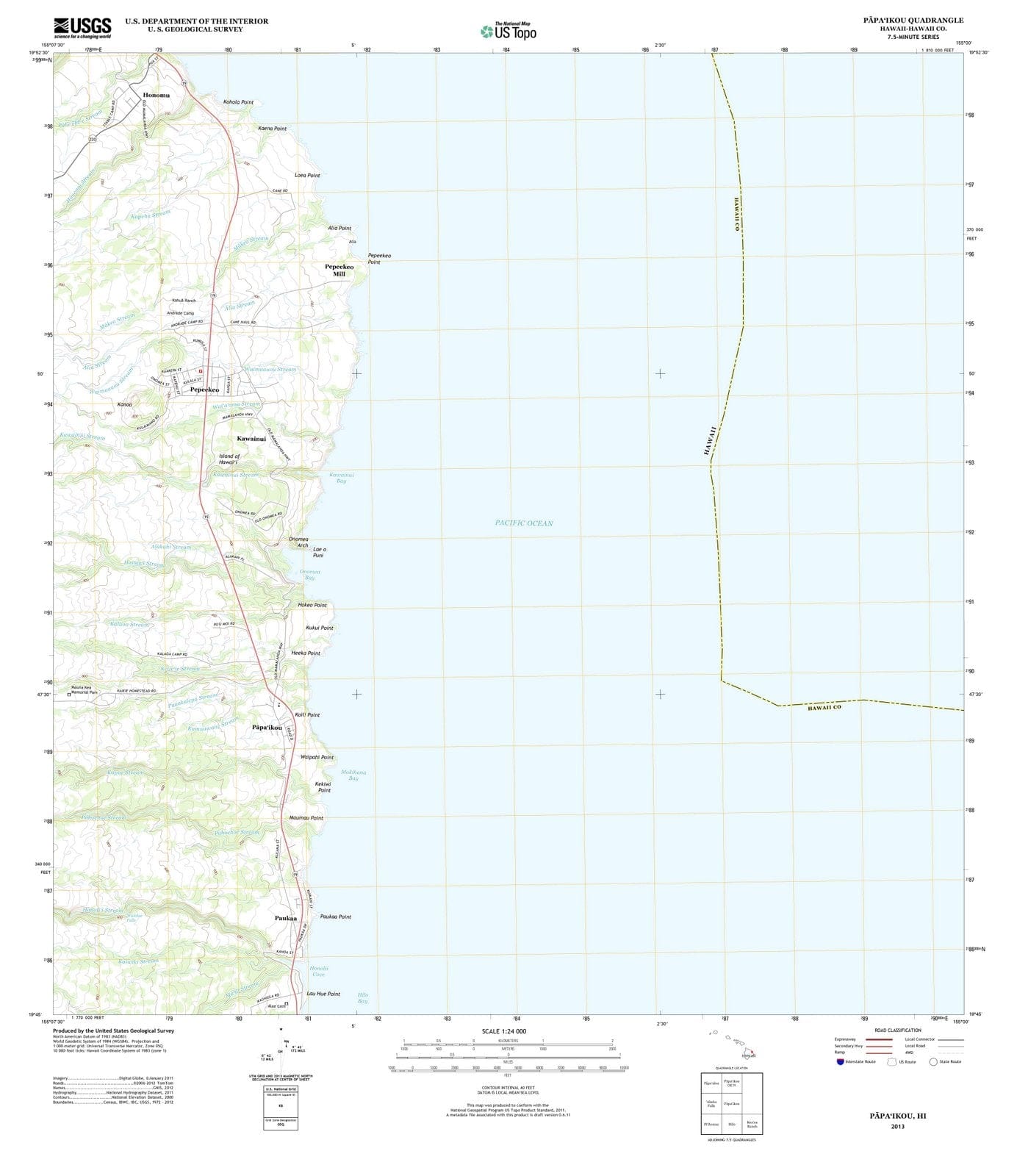 2013 Papaikou, HI - Hawaii - USGS Topographic Map