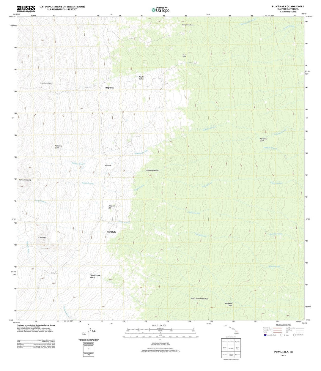 2013 Puaakala, HI - Hawaii - USGS Topographic Map