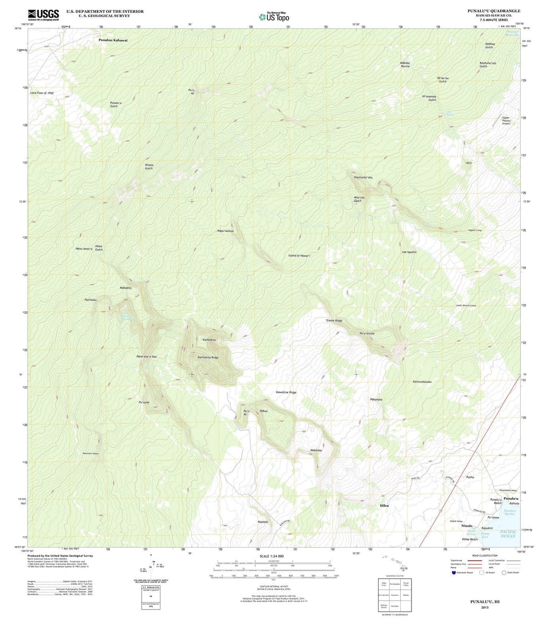 2013 Punaluu, HI - Hawaii - USGS Topographic Map