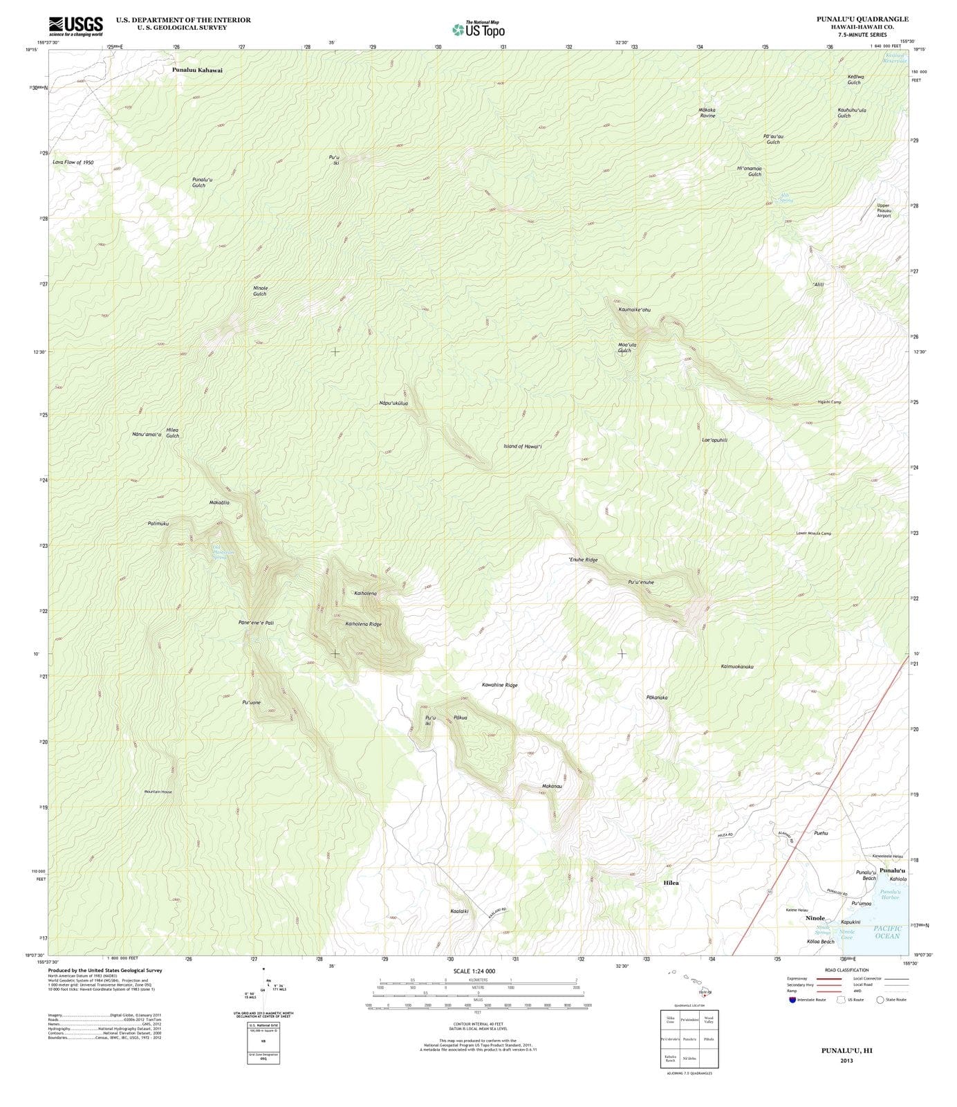 2013 Punaluu, HI - Hawaii - USGS Topographic Map