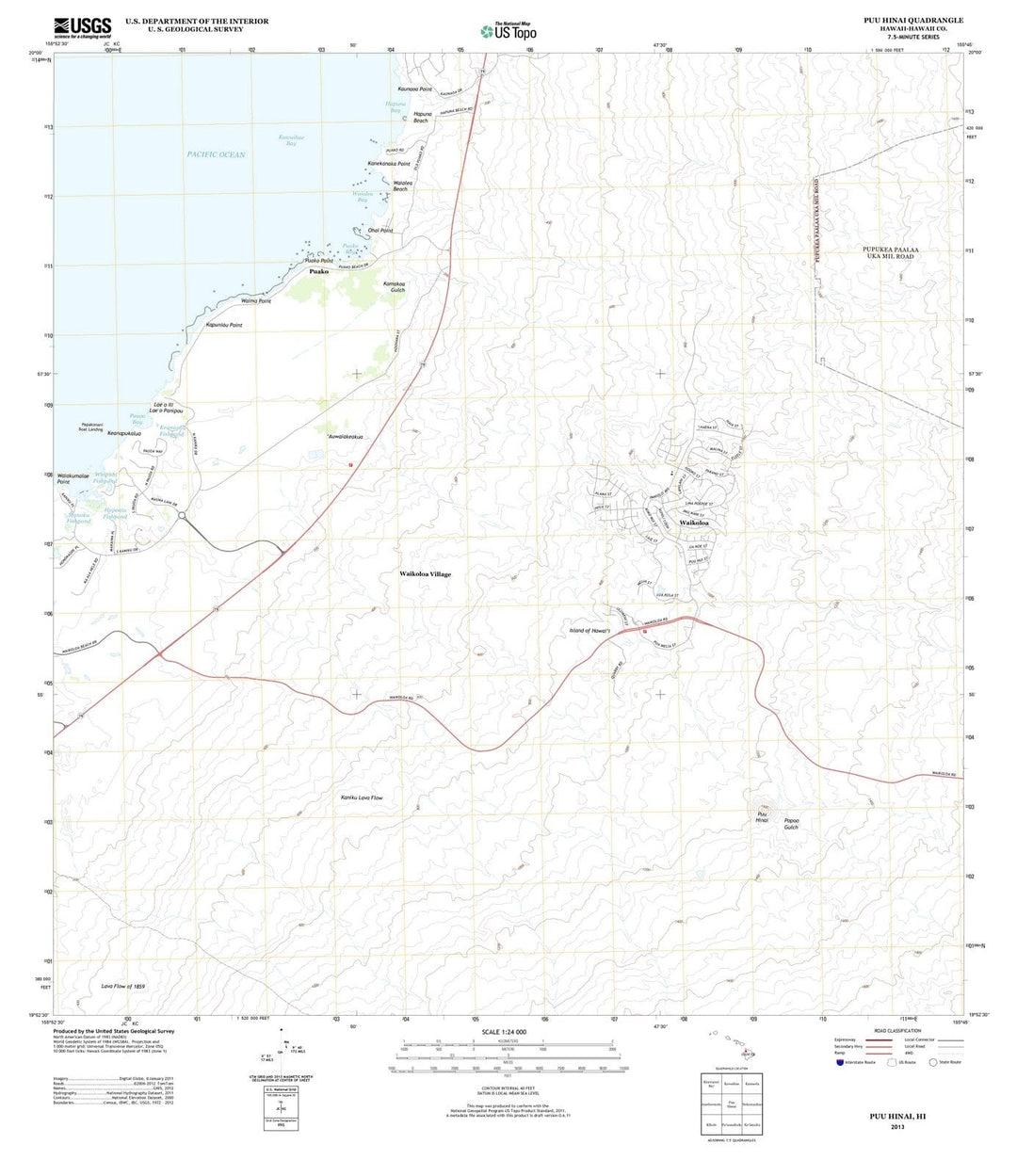 2013 Puu Hinai, HI - Hawaii - USGS Topographic Map