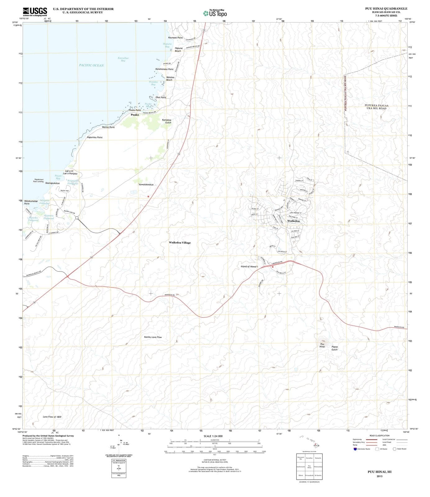 2013 Puu Hinai, HI - Hawaii - USGS Topographic Map