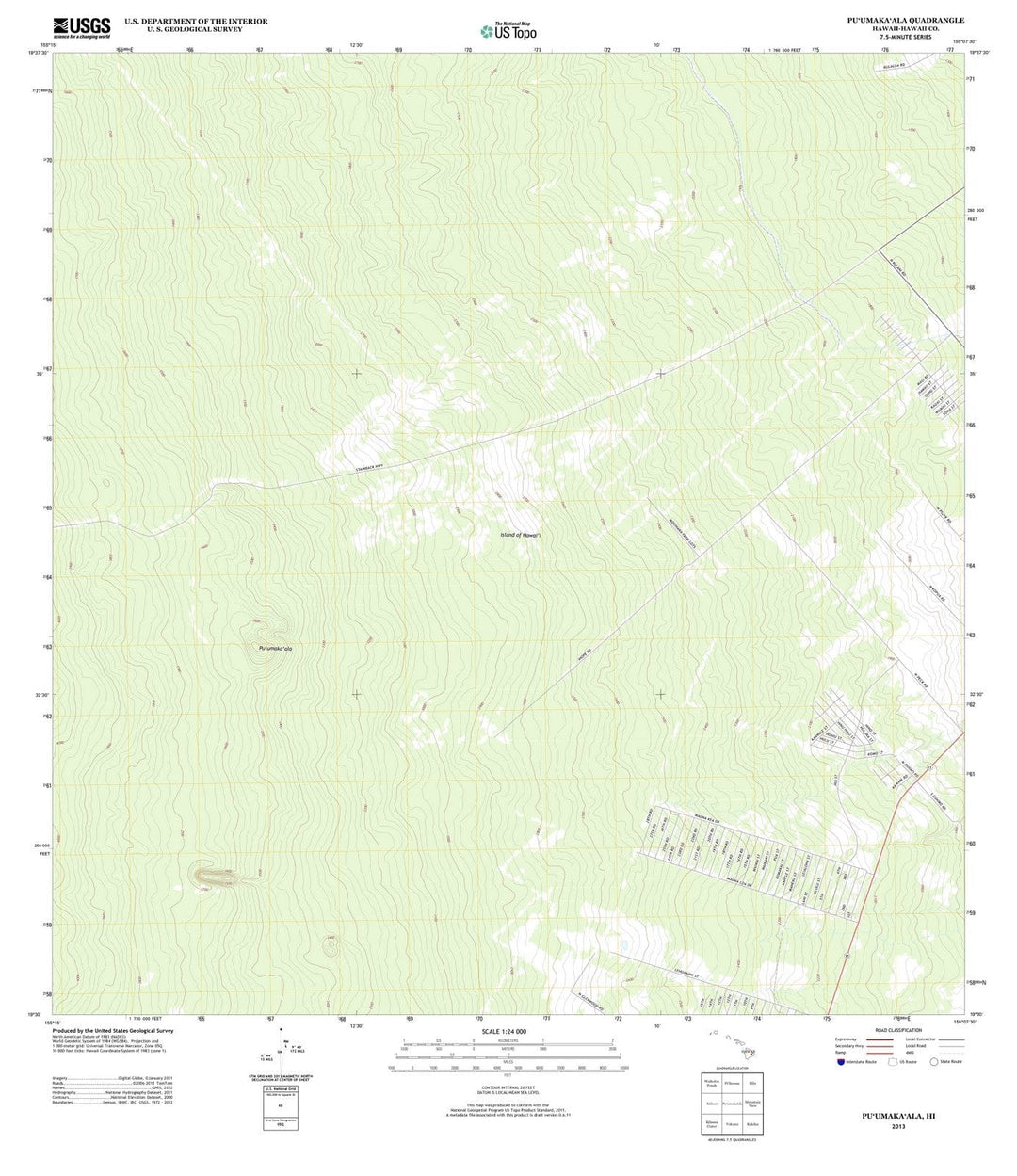 2013 Puumakaala, HI - Hawaii - USGS Topographic Map