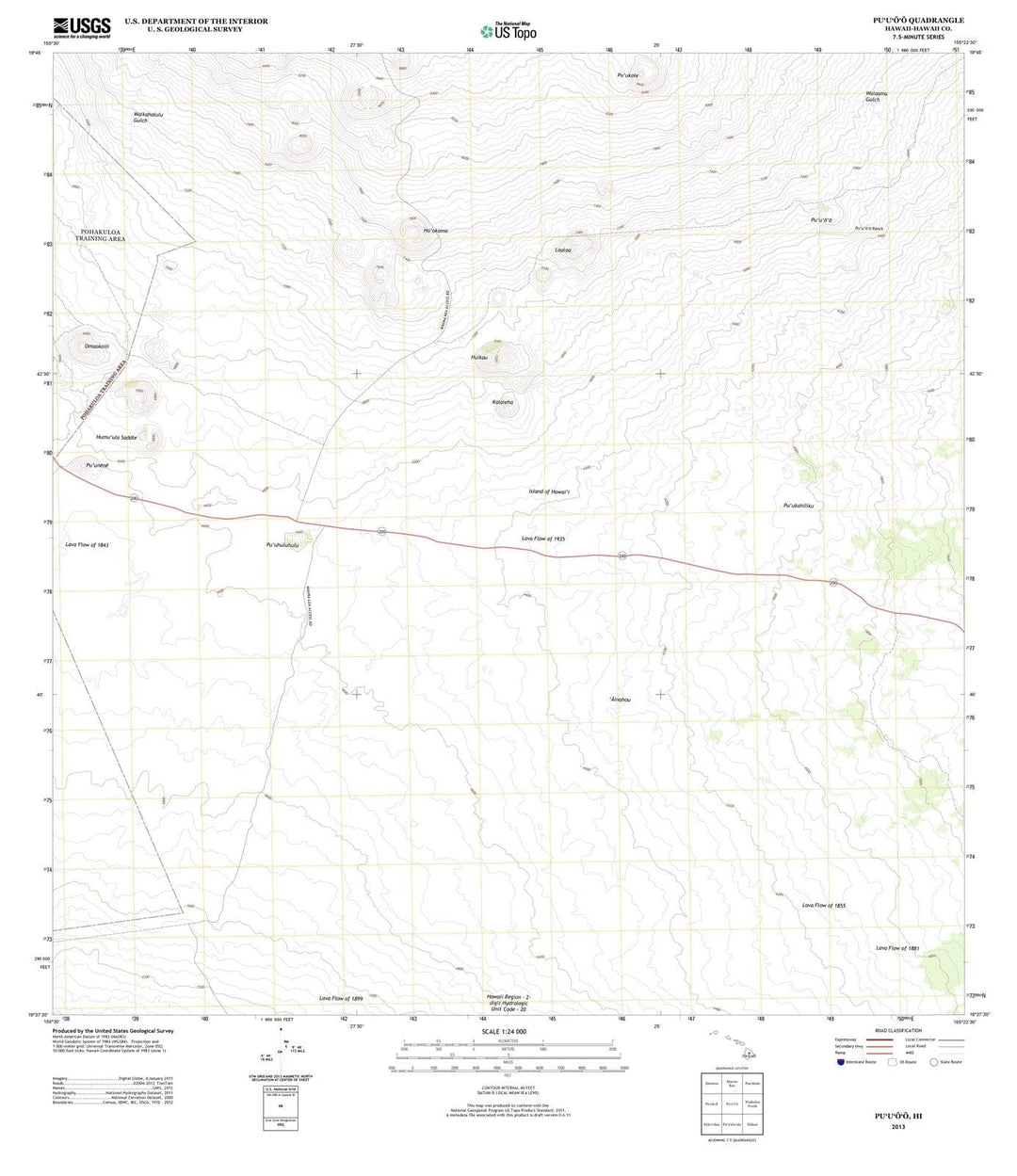 2013 Puuoo, HI - Hawaii - USGS Topographic Map