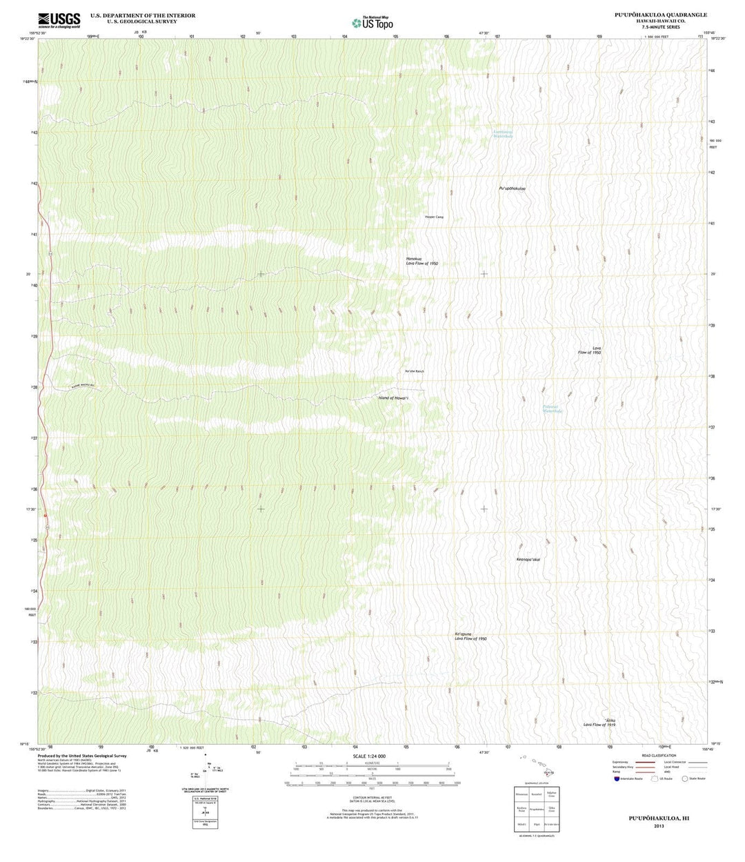 2013 Puupohakuloa, HI - Hawaii - USGS Topographic Map