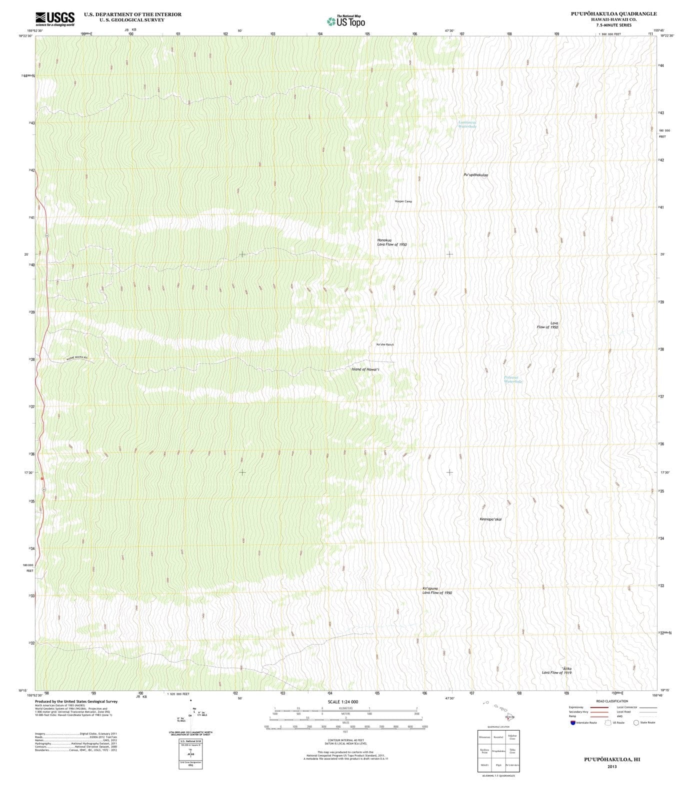 2013 Puupohakuloa, HI - Hawaii - USGS Topographic Map