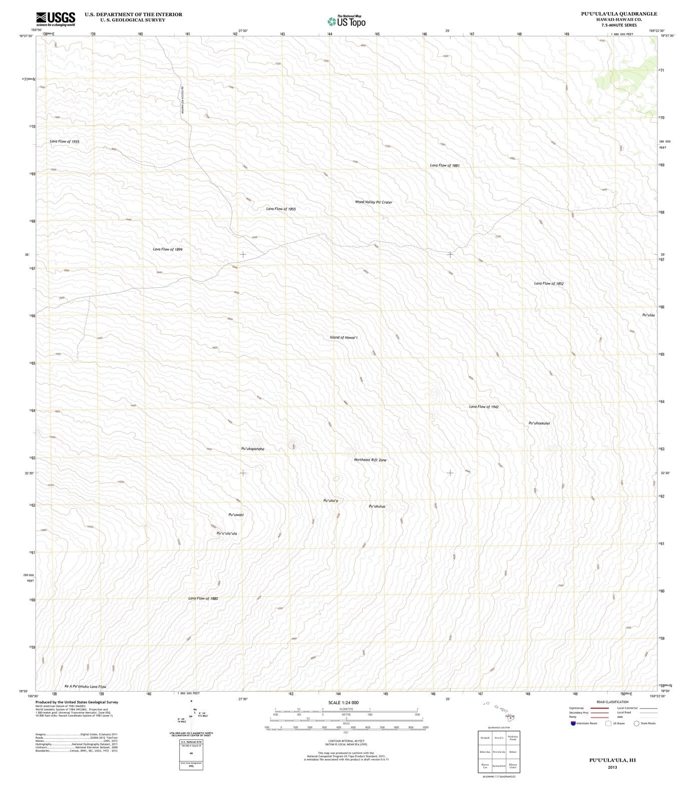 2013 Puuulaula, HI - Hawaii - USGS Topographic Map