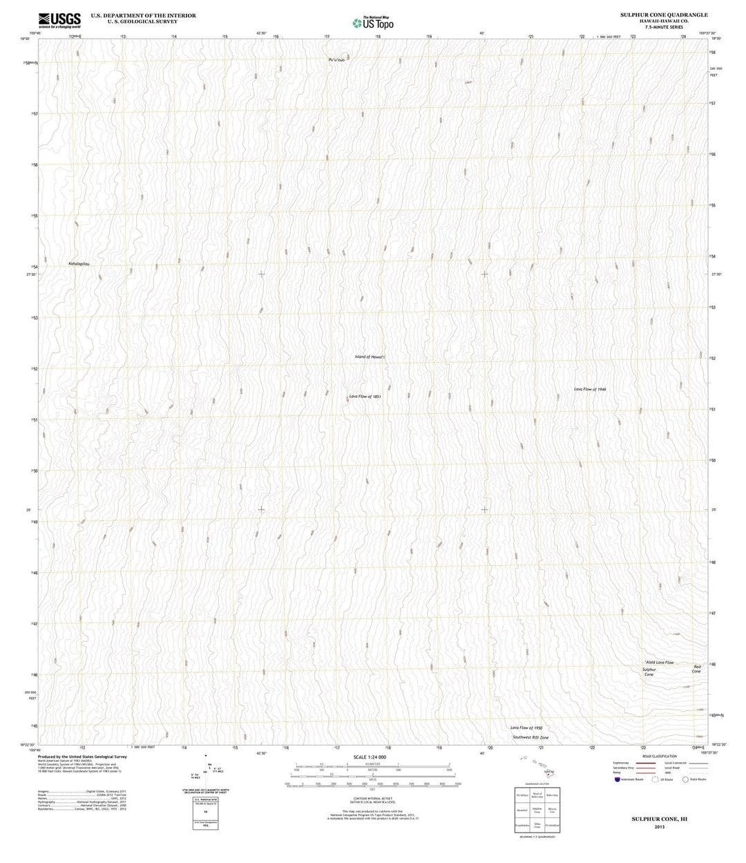 2013 Sulphur Cone, HI - Hawaii - USGS Topographic Map