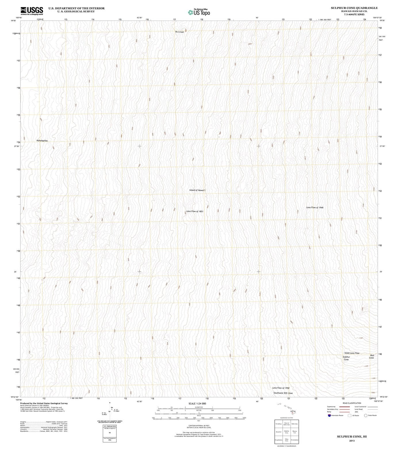 2013 Sulphur Cone, HI - Hawaii - USGS Topographic Map