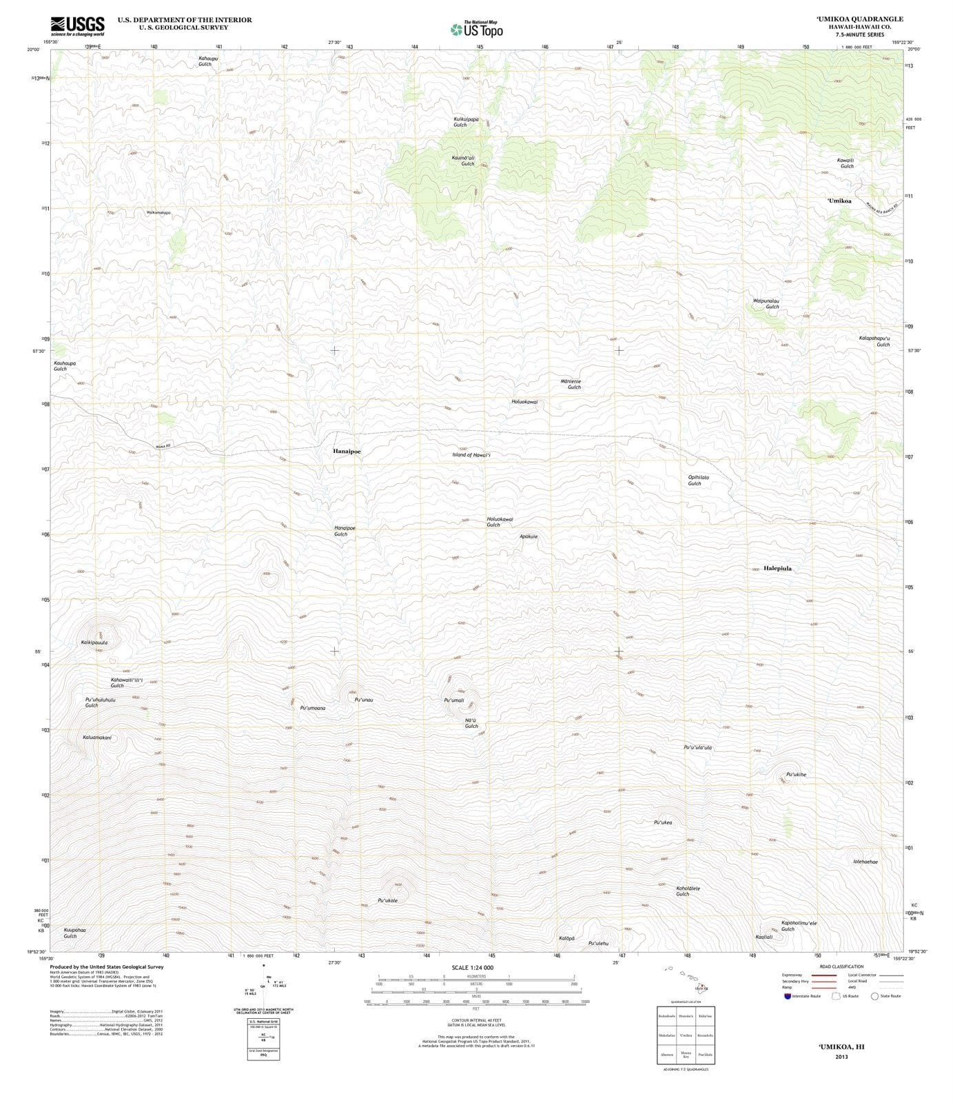 2013 Umikoa, HI - Hawaii - USGS Topographic Map