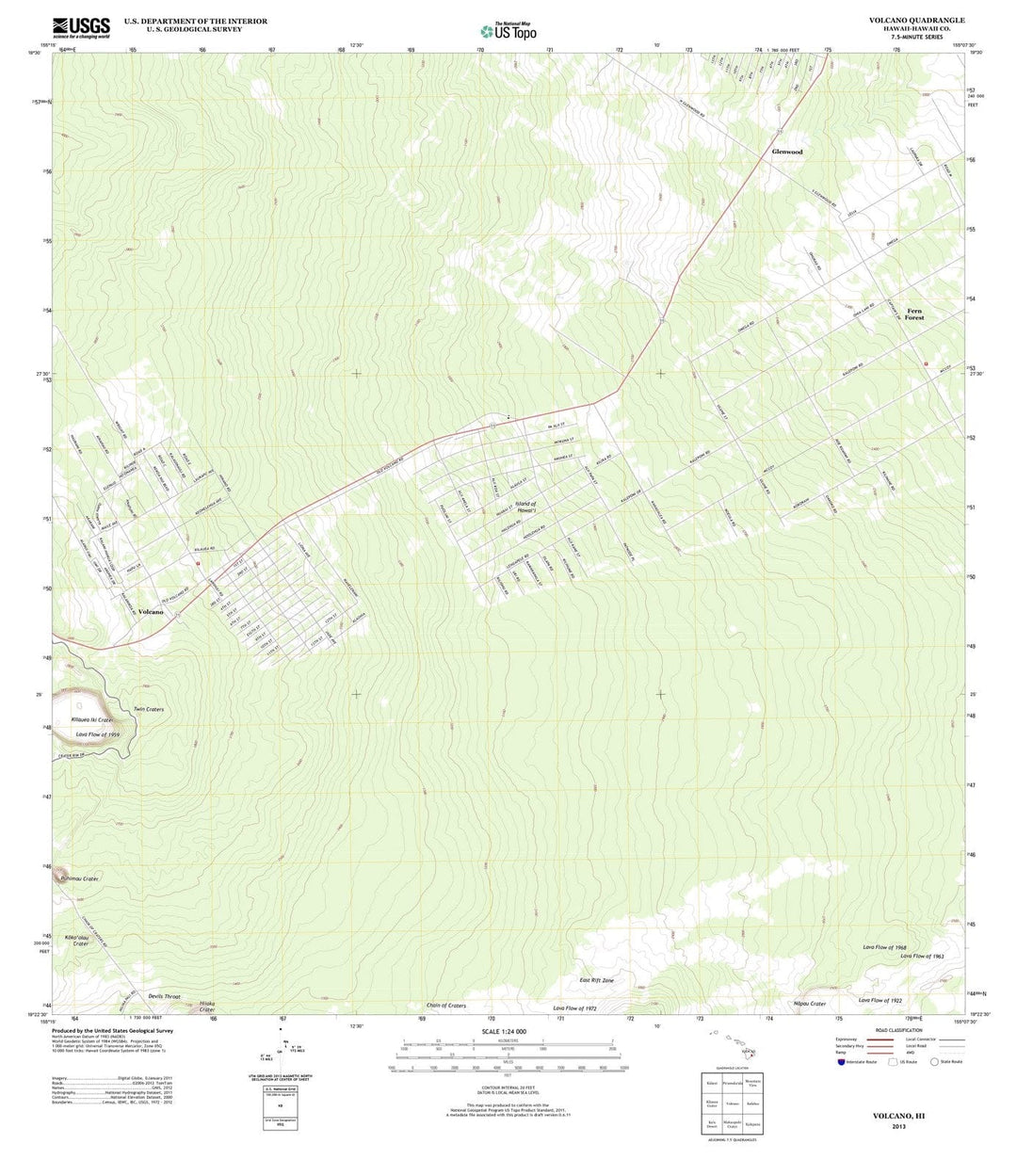 2013 Volcano, HI - Hawaii - USGS Topographic Map