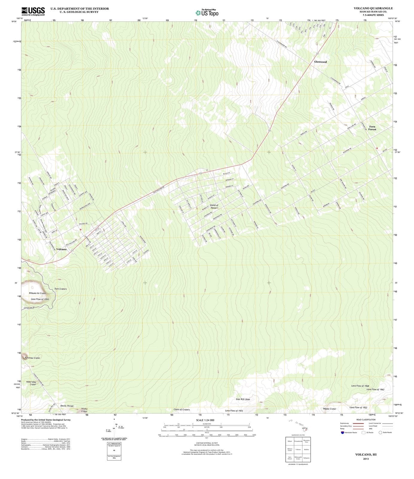 2013 Volcano, HI - Hawaii - USGS Topographic Map