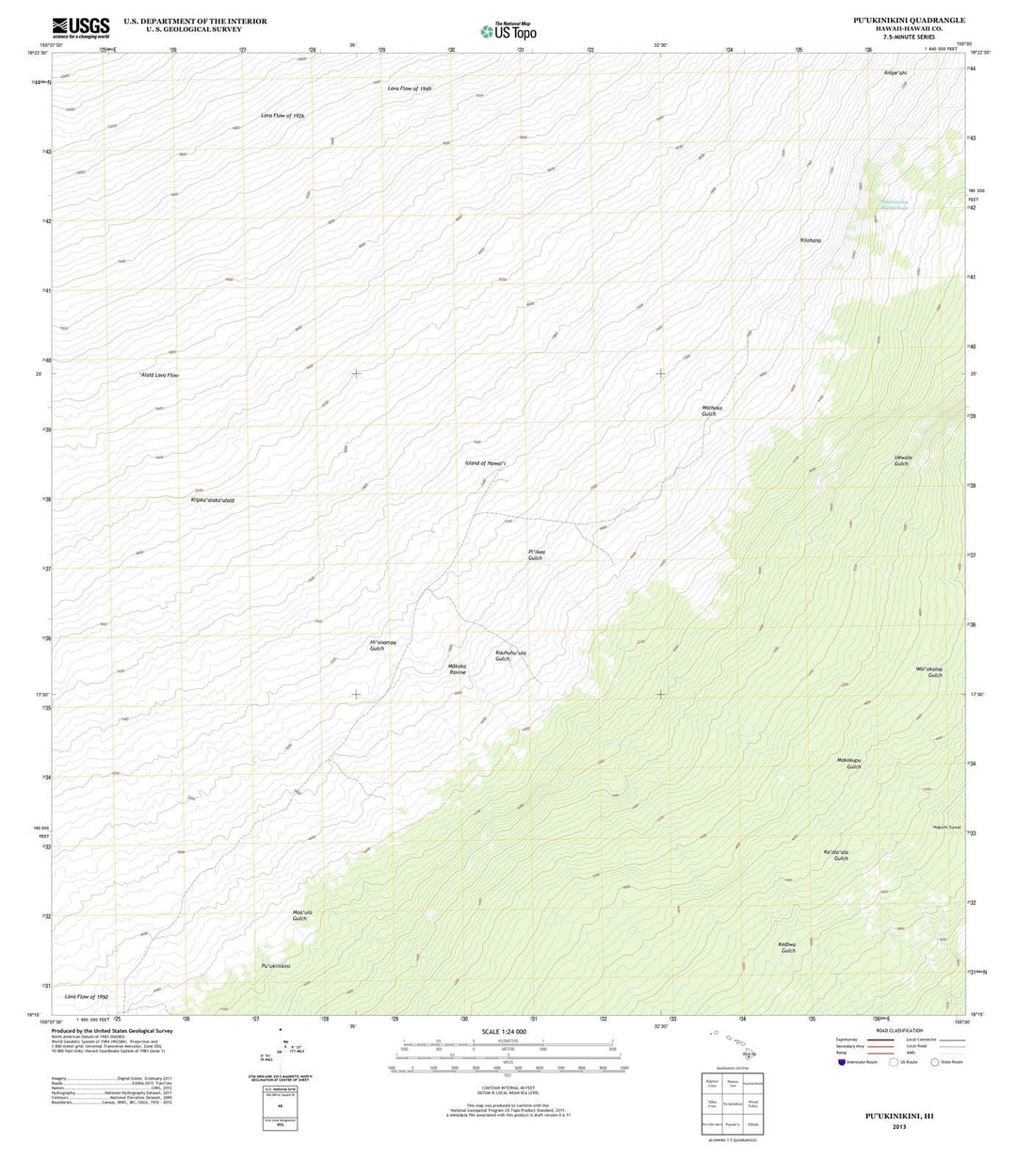 2013 Puukinikini, HI - Hawaii - USGS Topographic Map