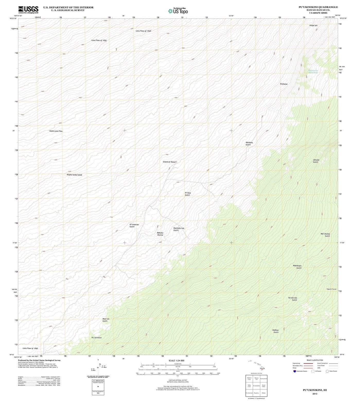 2013 Puukinikini, HI - Hawaii - USGS Topographic Map