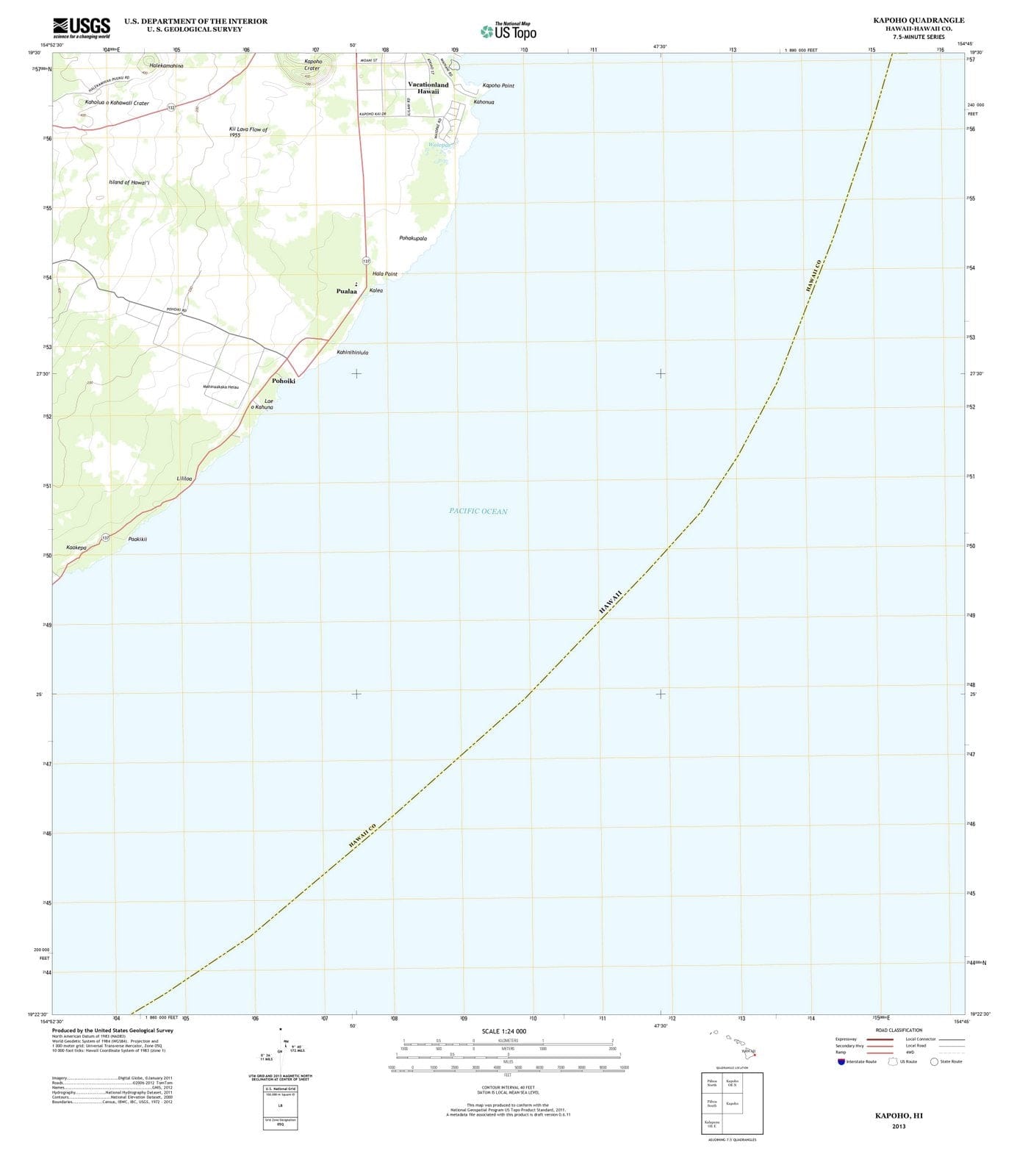 2013 Kapoho, HI - Hawaii - USGS Topographic Map v2