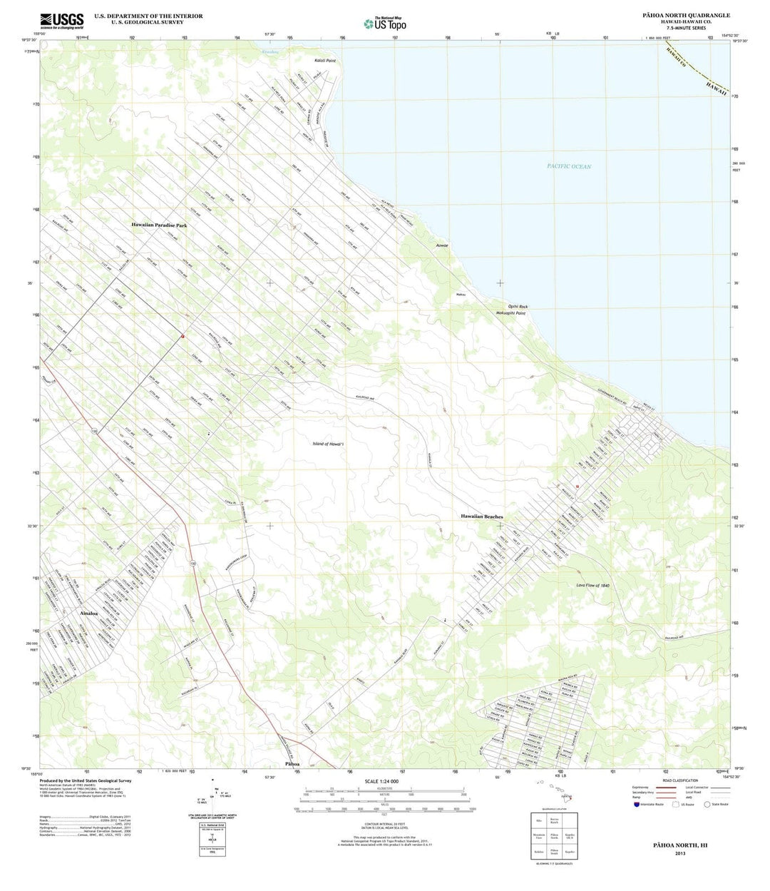 2013 Pahoa North, HI - Hawaii - USGS Topographic Map