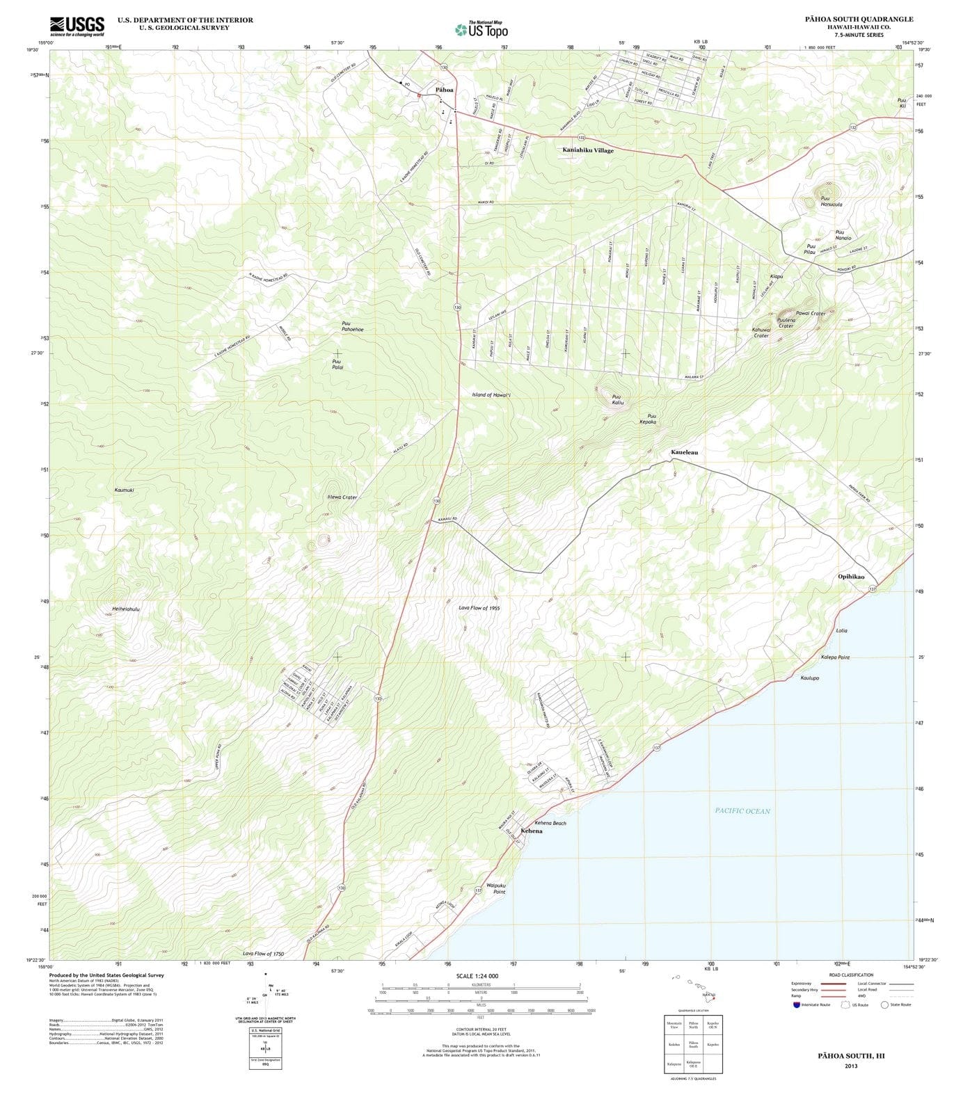 2013 Pahoa South, HI - Hawaii - USGS Topographic Map