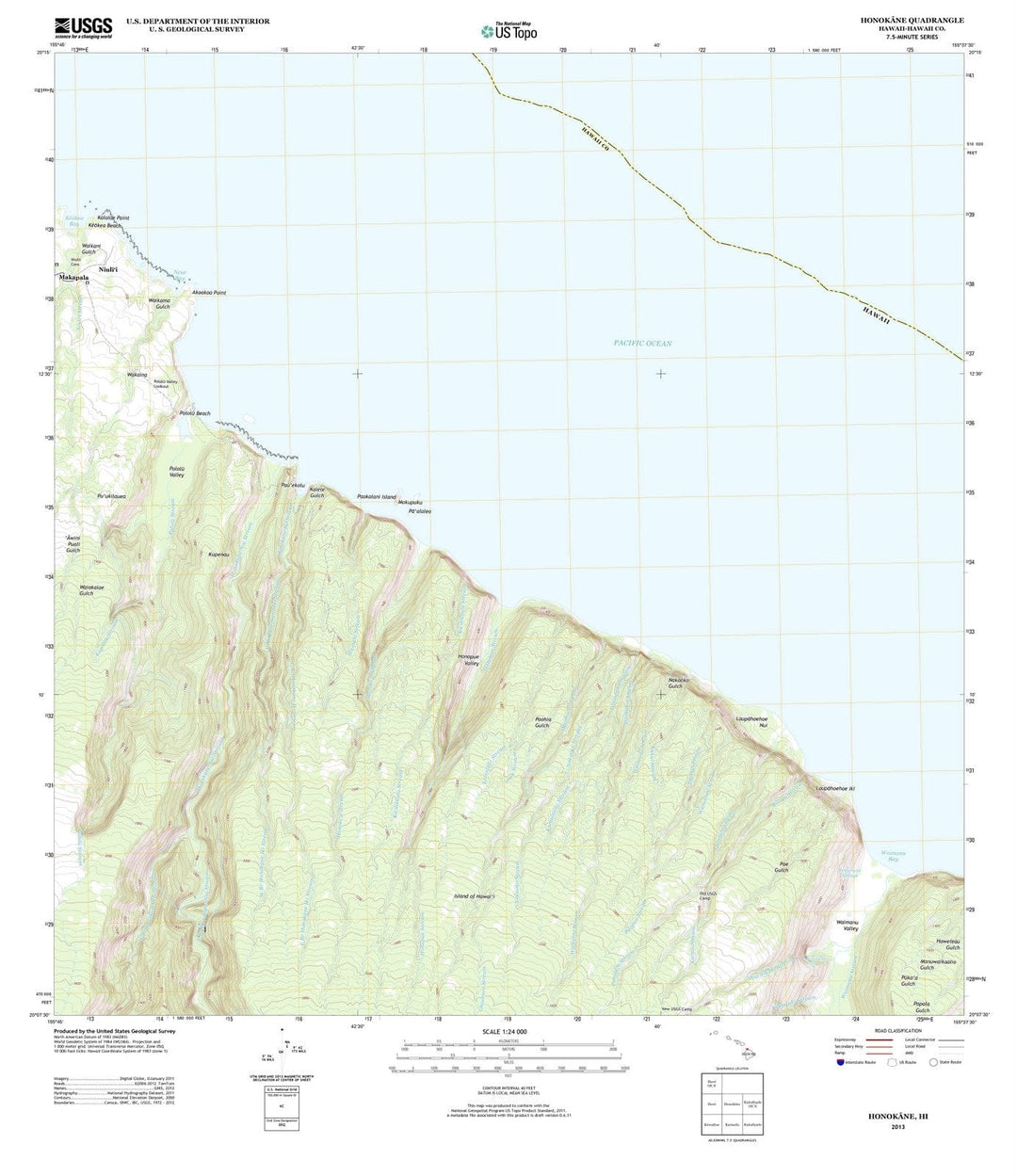 2013 Honokane, HI - Hawaii - USGS Topographic Map