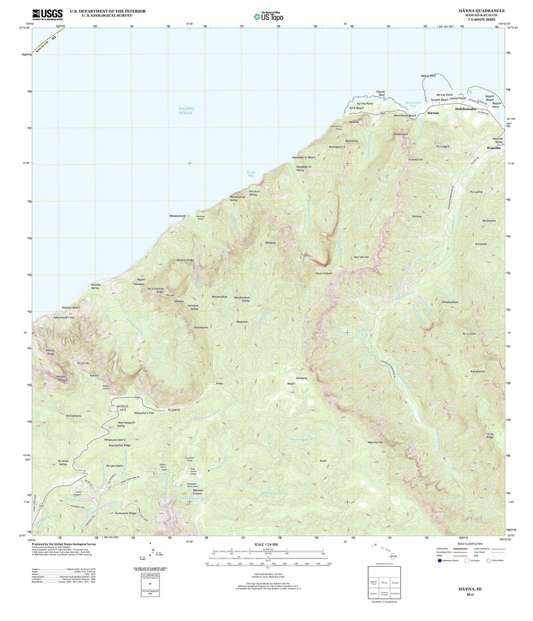 2013 Haena, HI - Hawaii - USGS Topographic Map