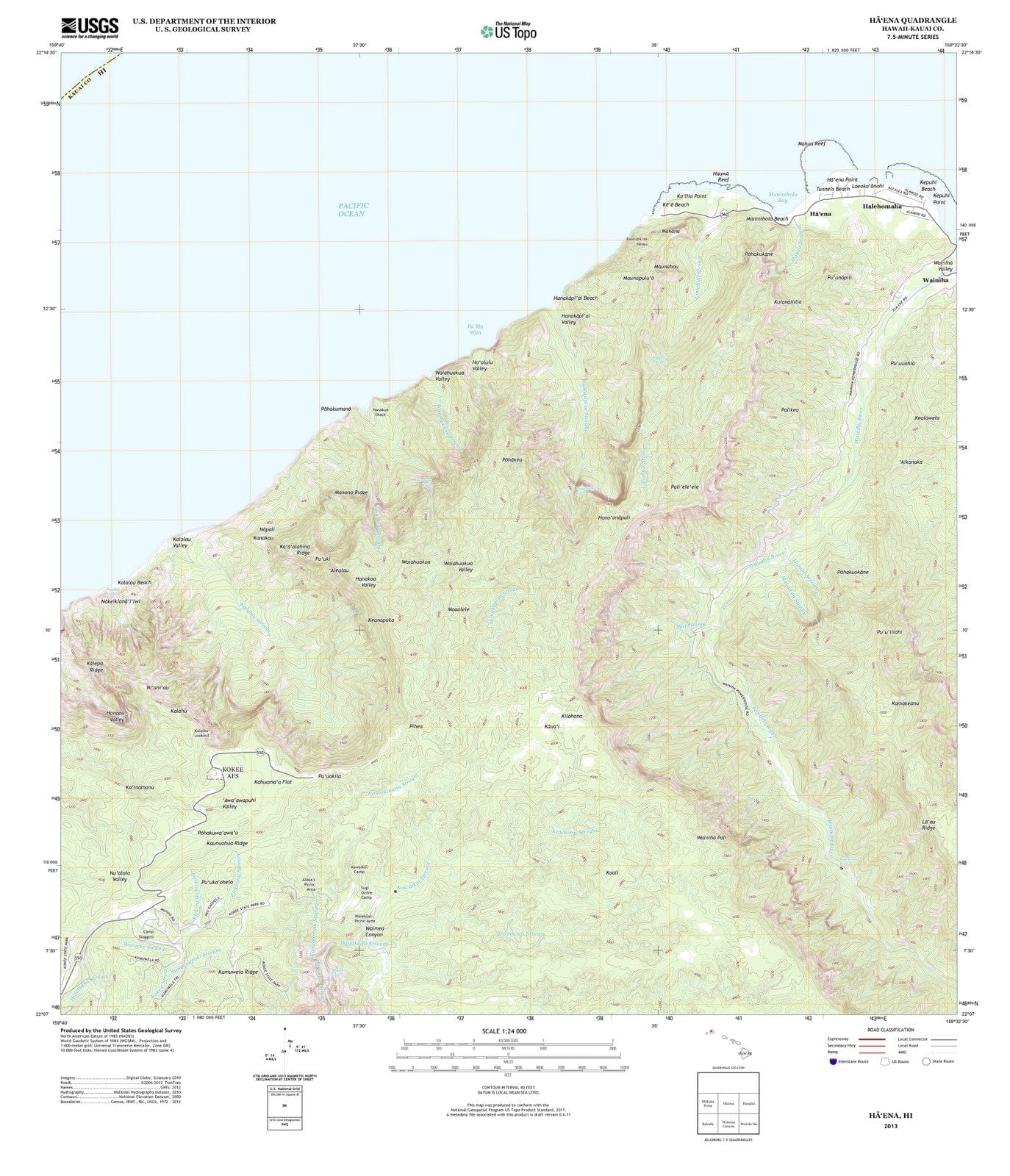 2013 Haena, HI - Hawaii - USGS Topographic Map