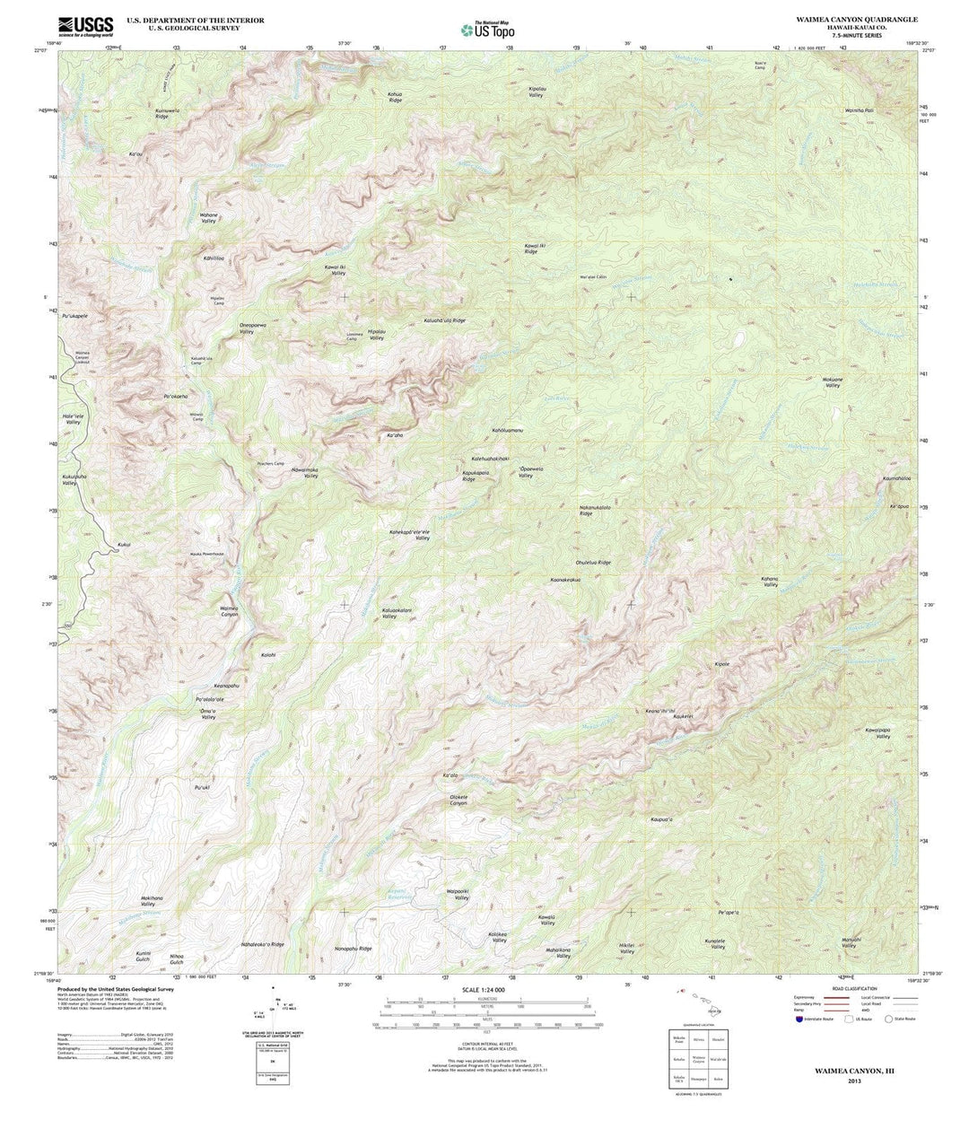 2013 Waimea Canyon, HI - Hawaii - USGS Topographic Map