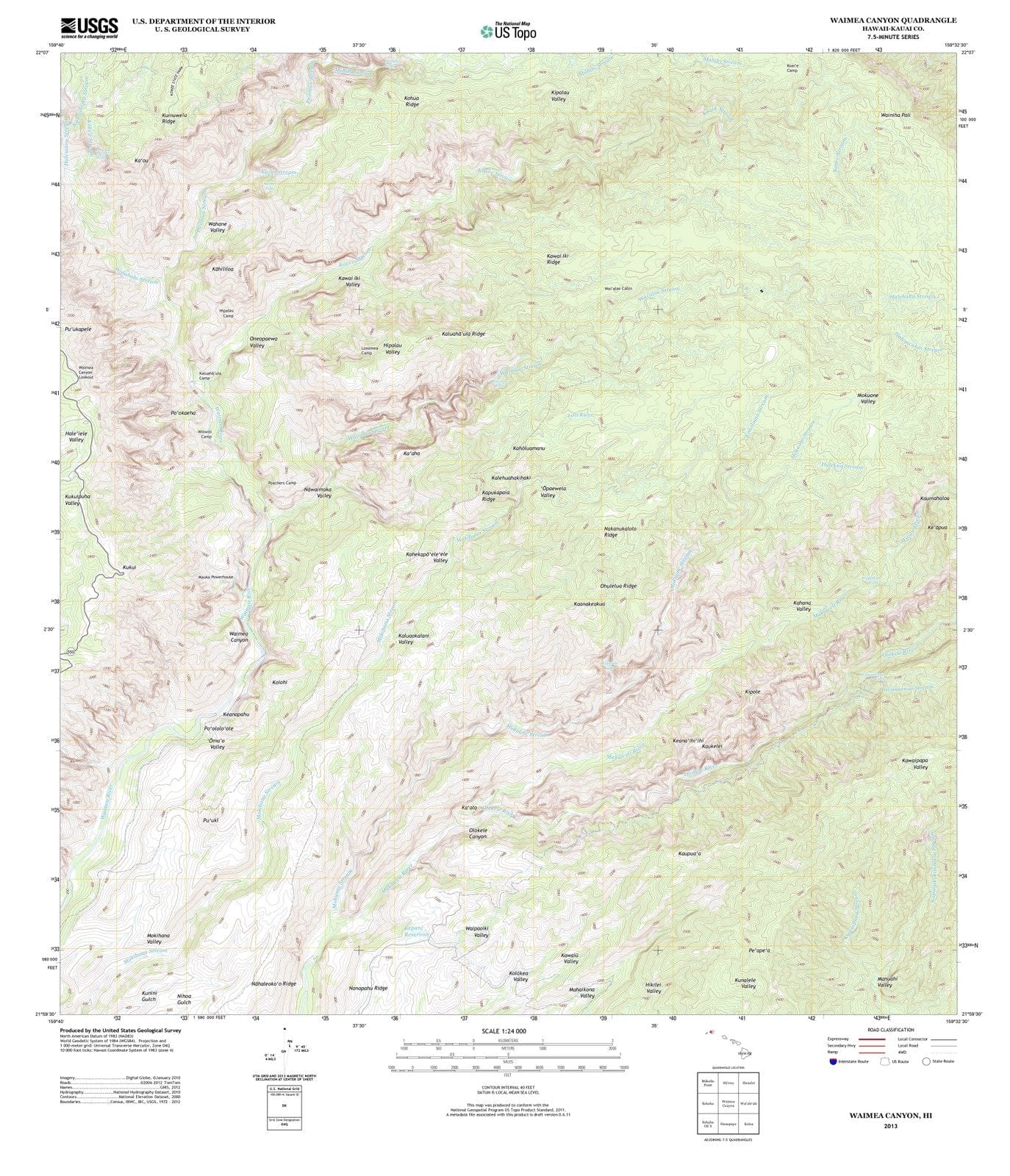 2013 Waimea Canyon, HI - Hawaii - USGS Topographic Map