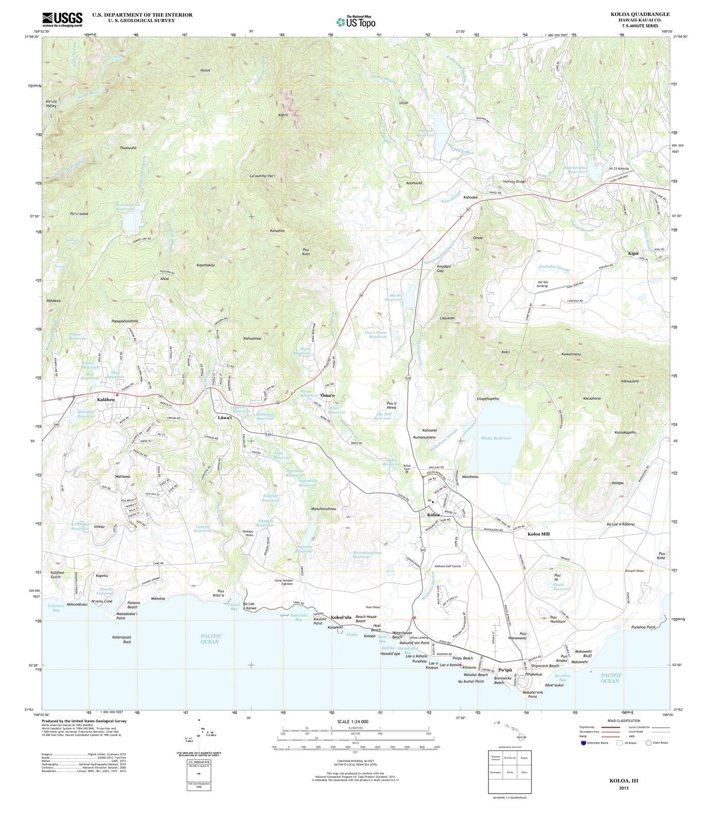 2013 Koloa, HI - Hawaii - USGS Topographic Map