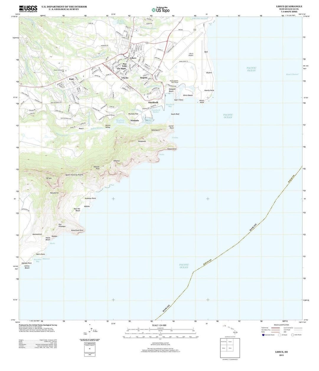 2013 Lihue, HI - Hawaii - USGS Topographic Map