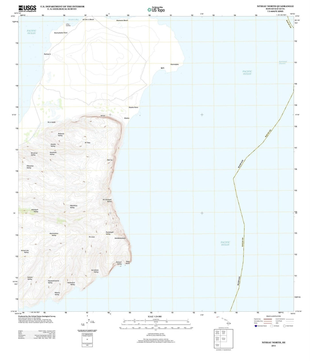 2013 Niihau North, HI - Hawaii - USGS Topographic Map v2