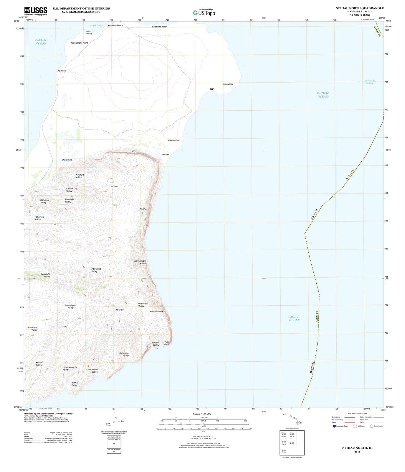 2013 Niihau North, HI - Hawaii - USGS Topographic Map v2