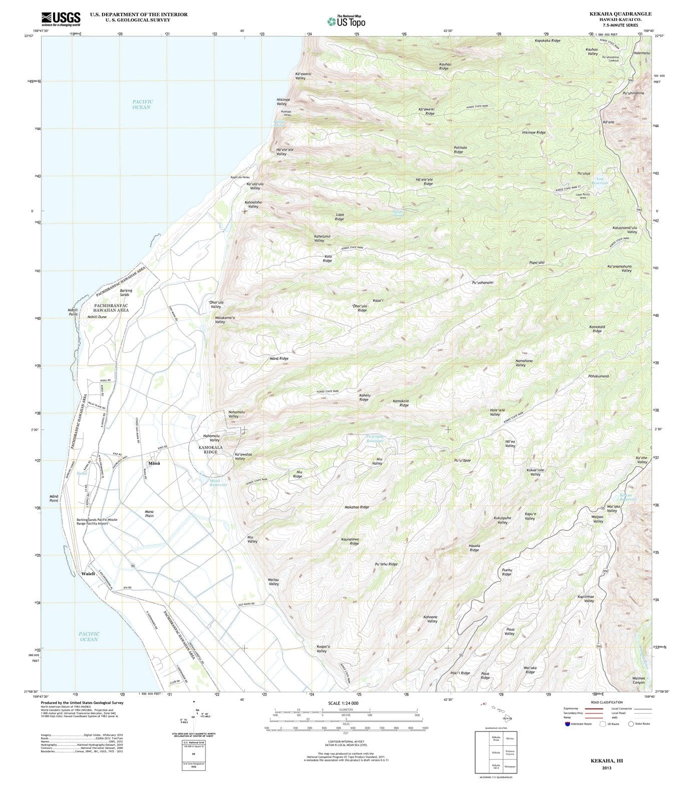 2013 Kekaha, HI - Hawaii - USGS Topographic Map