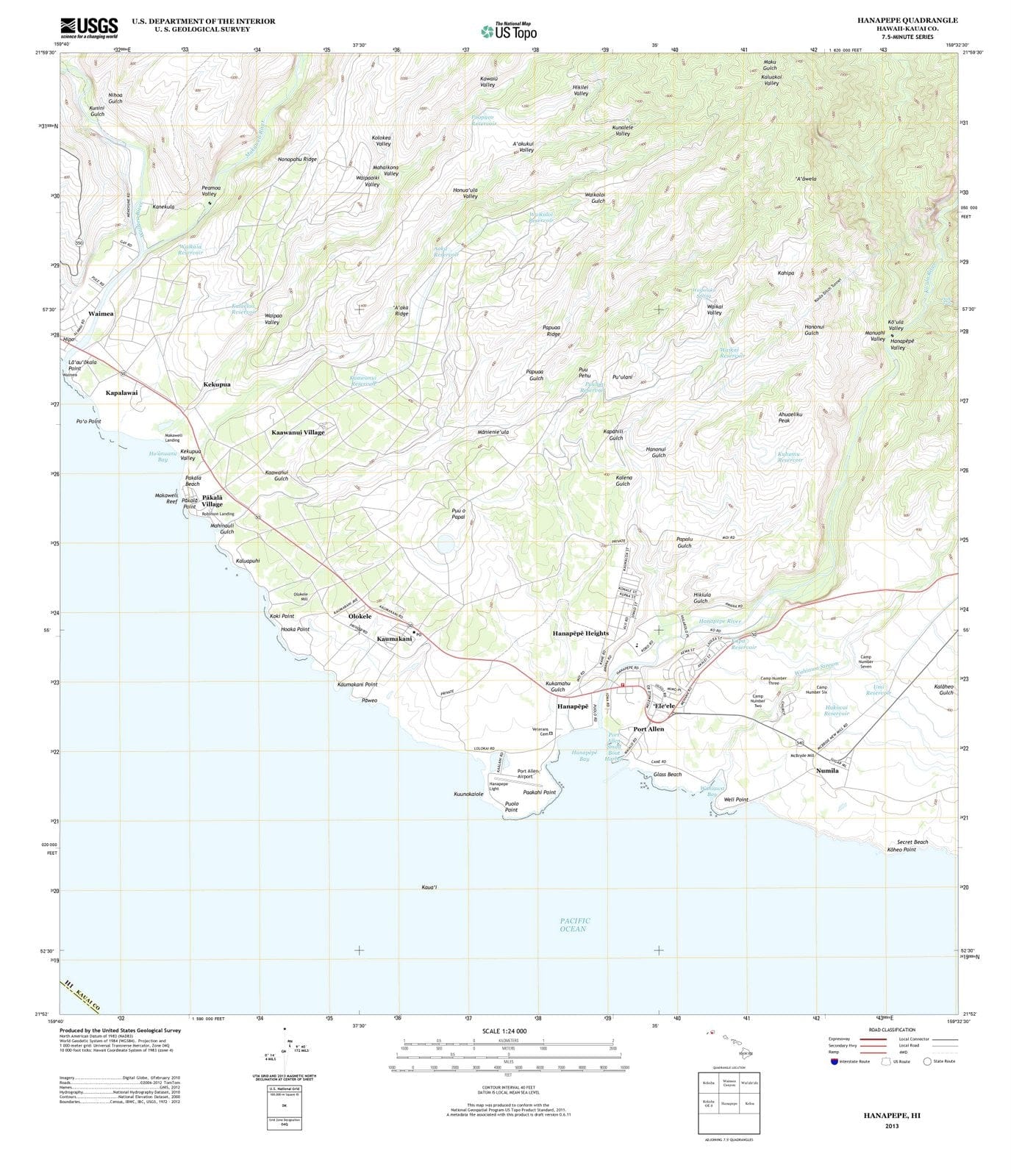 2013 Hanapepe, HI - Hawaii - USGS Topographic Map