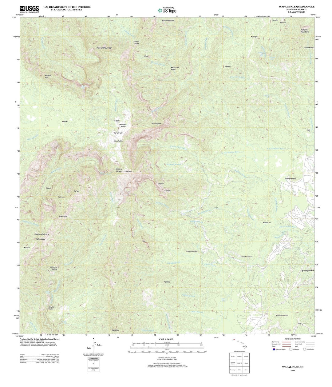 2013 Waialeale, HI - Hawaii - USGS Topographic Map