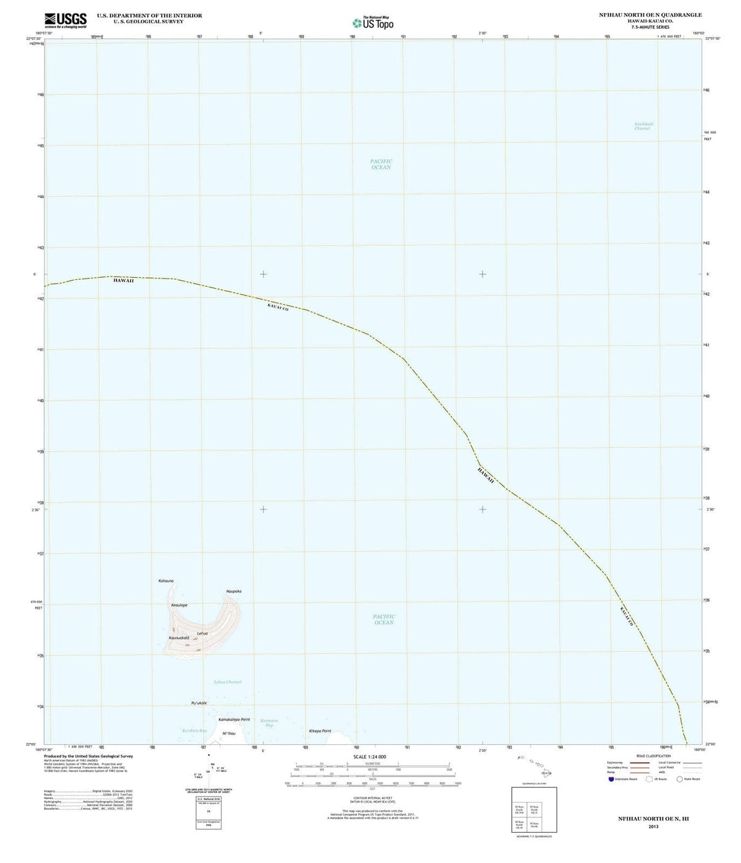 2013 Niihau North, HI - Hawaii - USGS Topographic Map v3